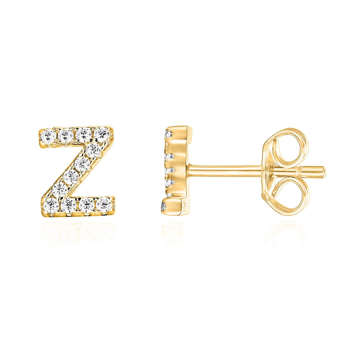 Crystal initial Z stud earrings in gold - Pulse and Glow