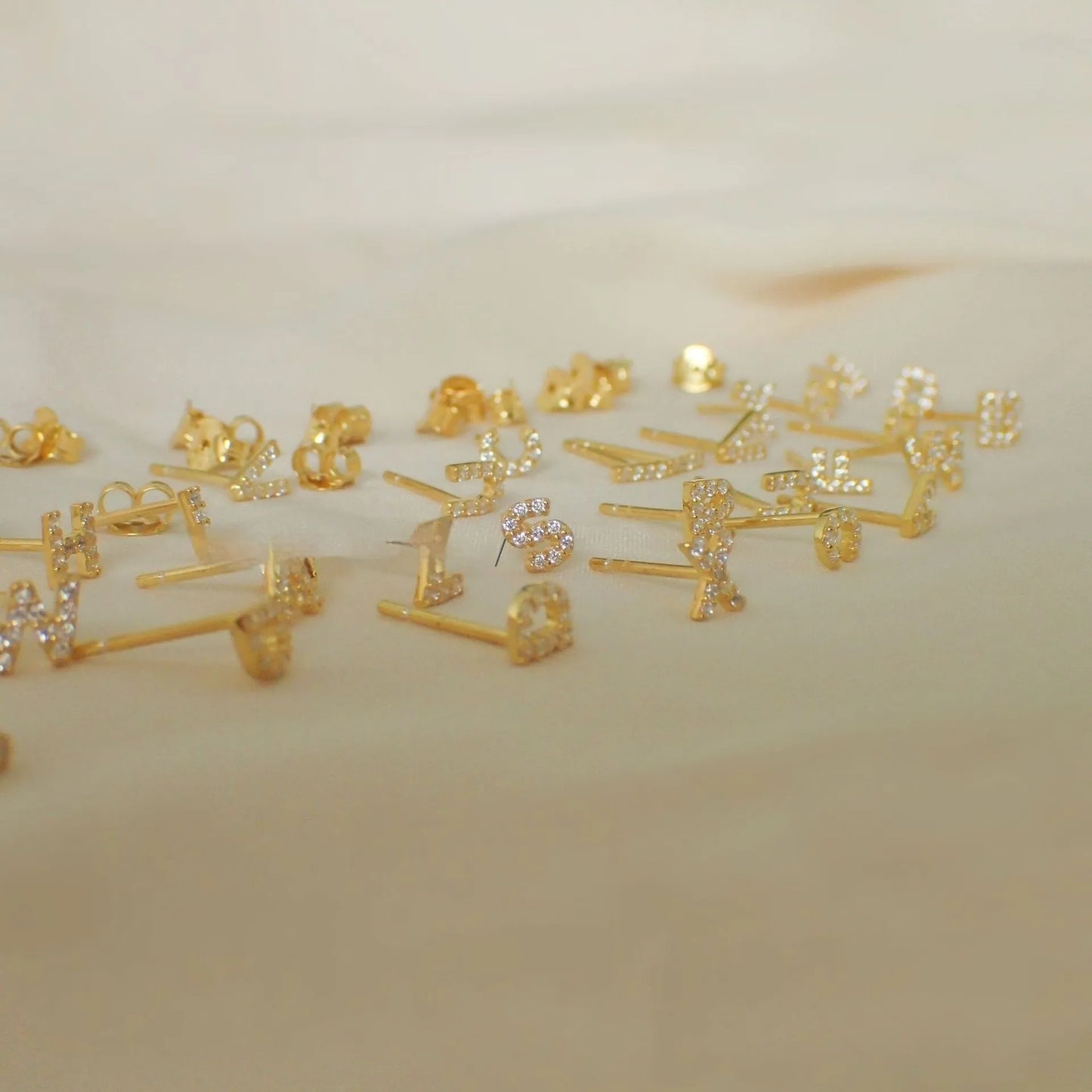 Crystal Initial Earrings