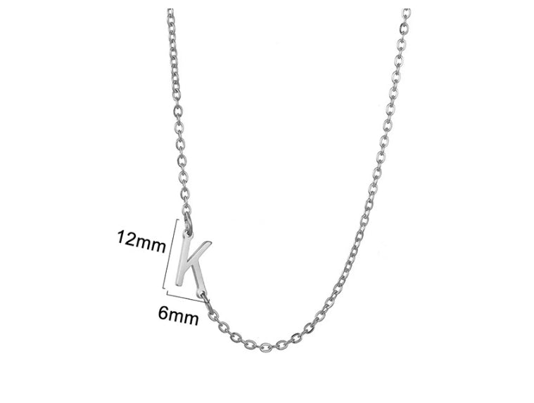 Silver initial K necklace - Pulse and Glow