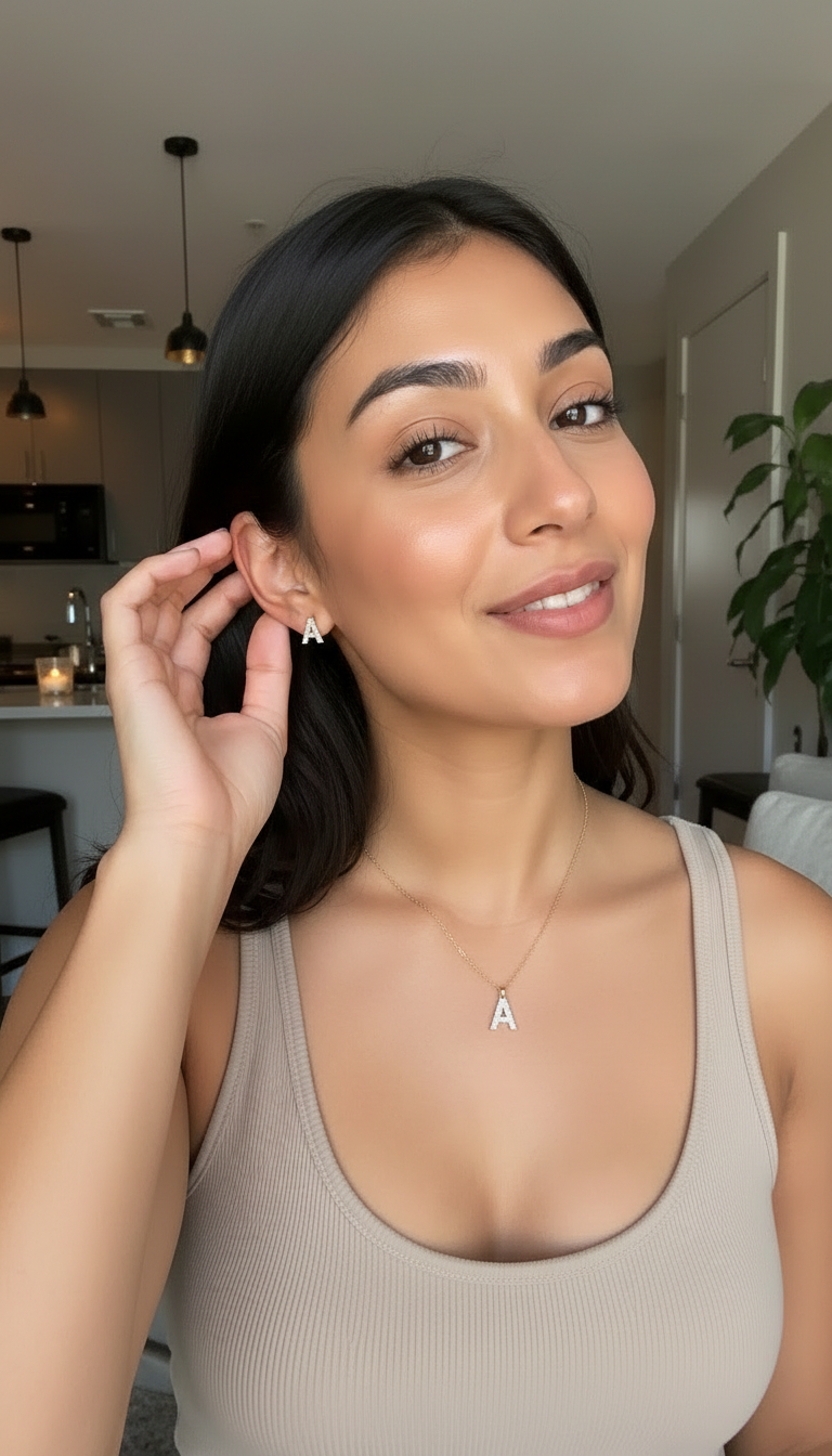 Personalized Initial Necklace + Studs Set
