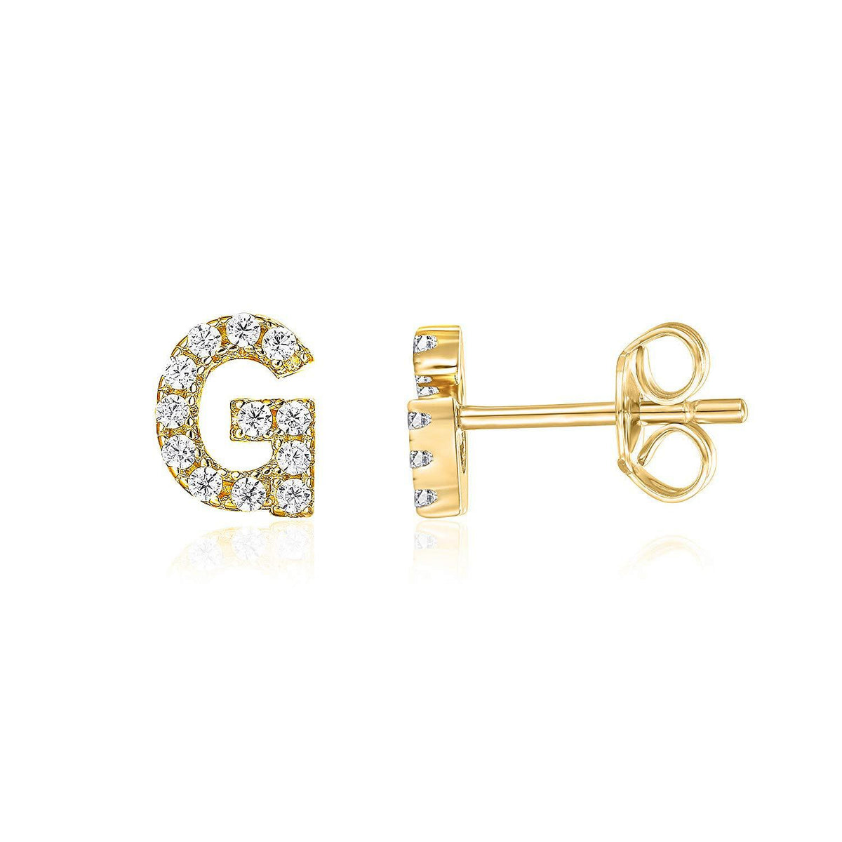 Crystal initial G stud earrings in gold - Pulse and Glow