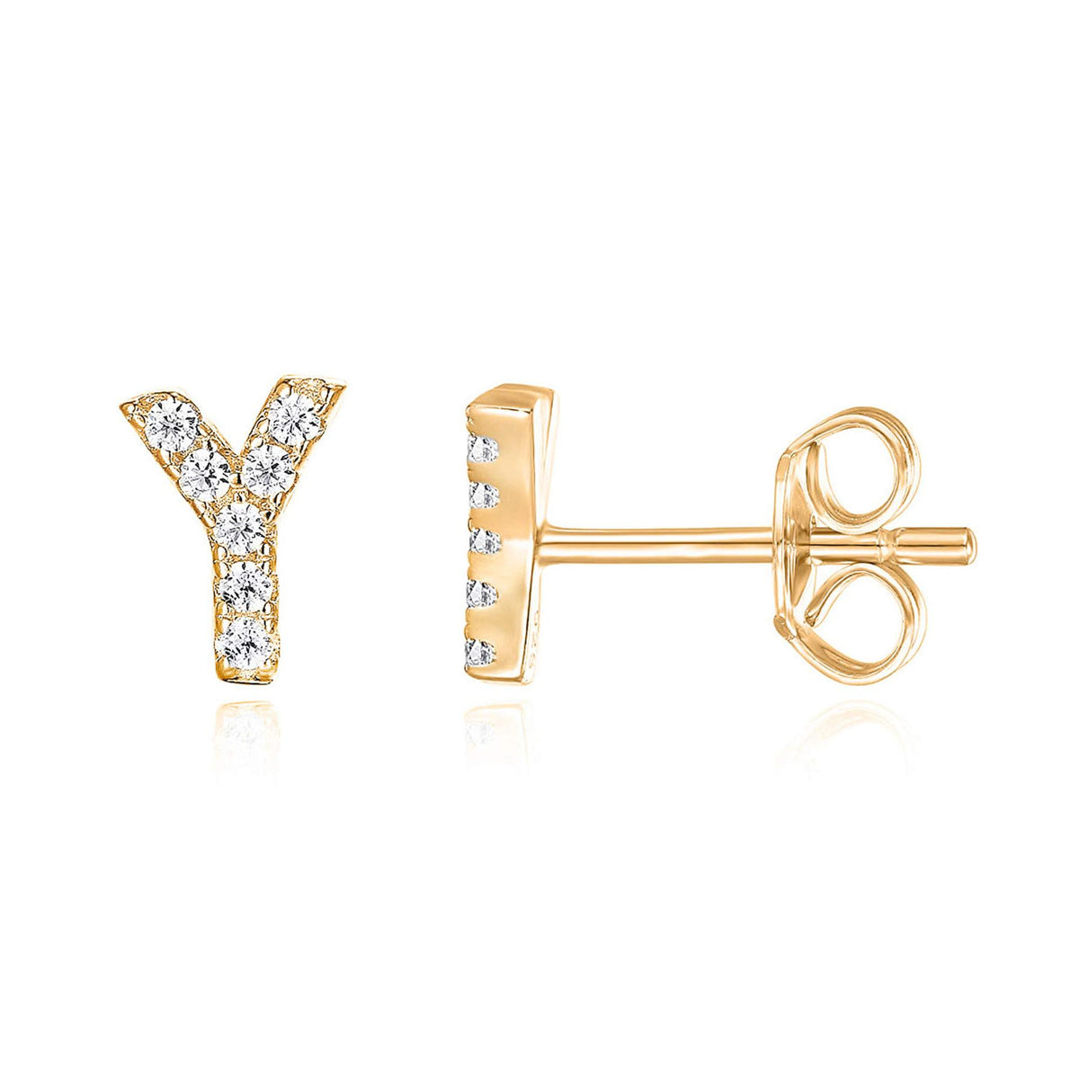 Crystal initial Y stud earrings in gold - Pulse and Glow