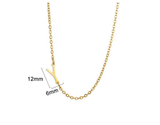Gold initial Y necklace - Pulse and Glow