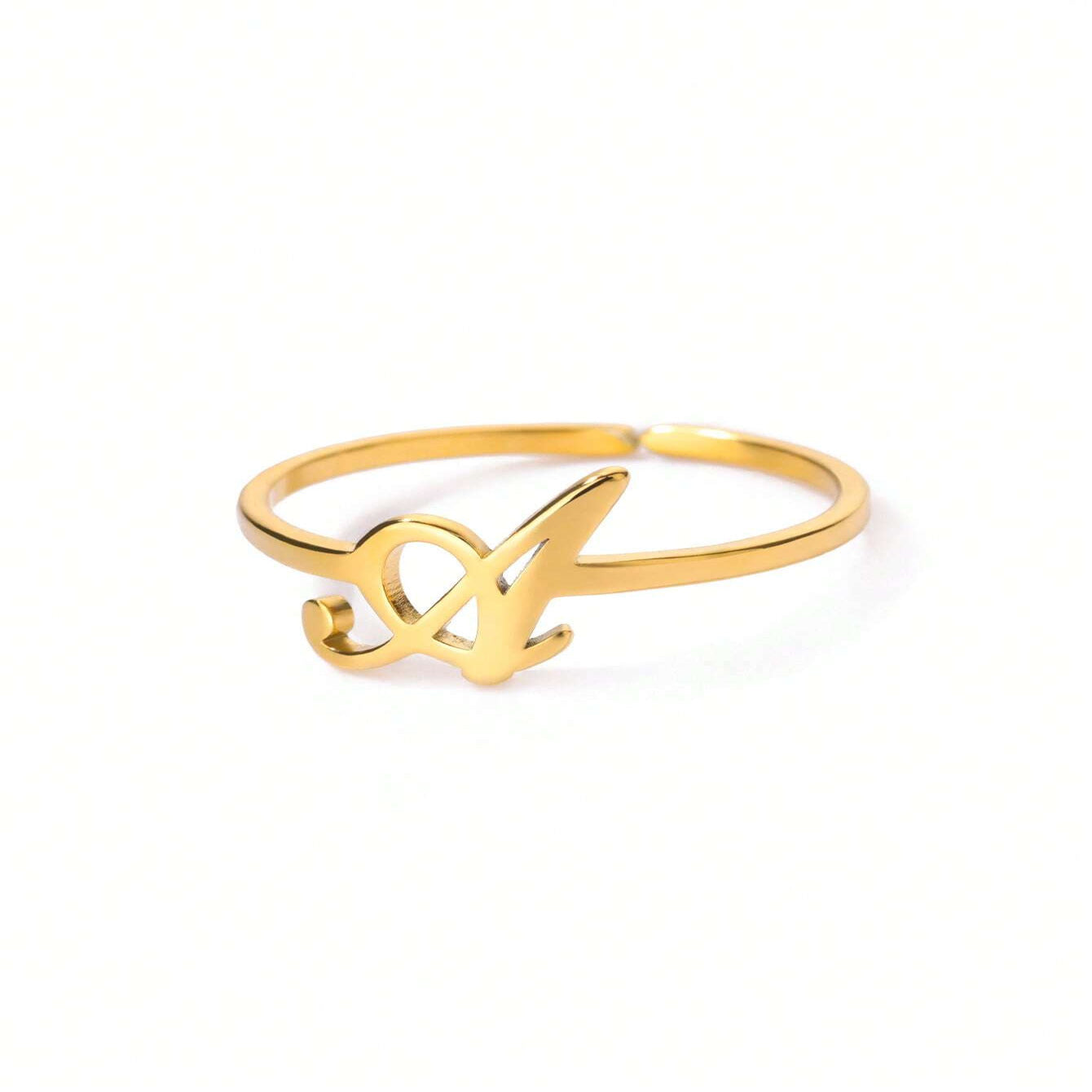 Personalized Initial Ring Gold - Pulse and Glow Jewelry