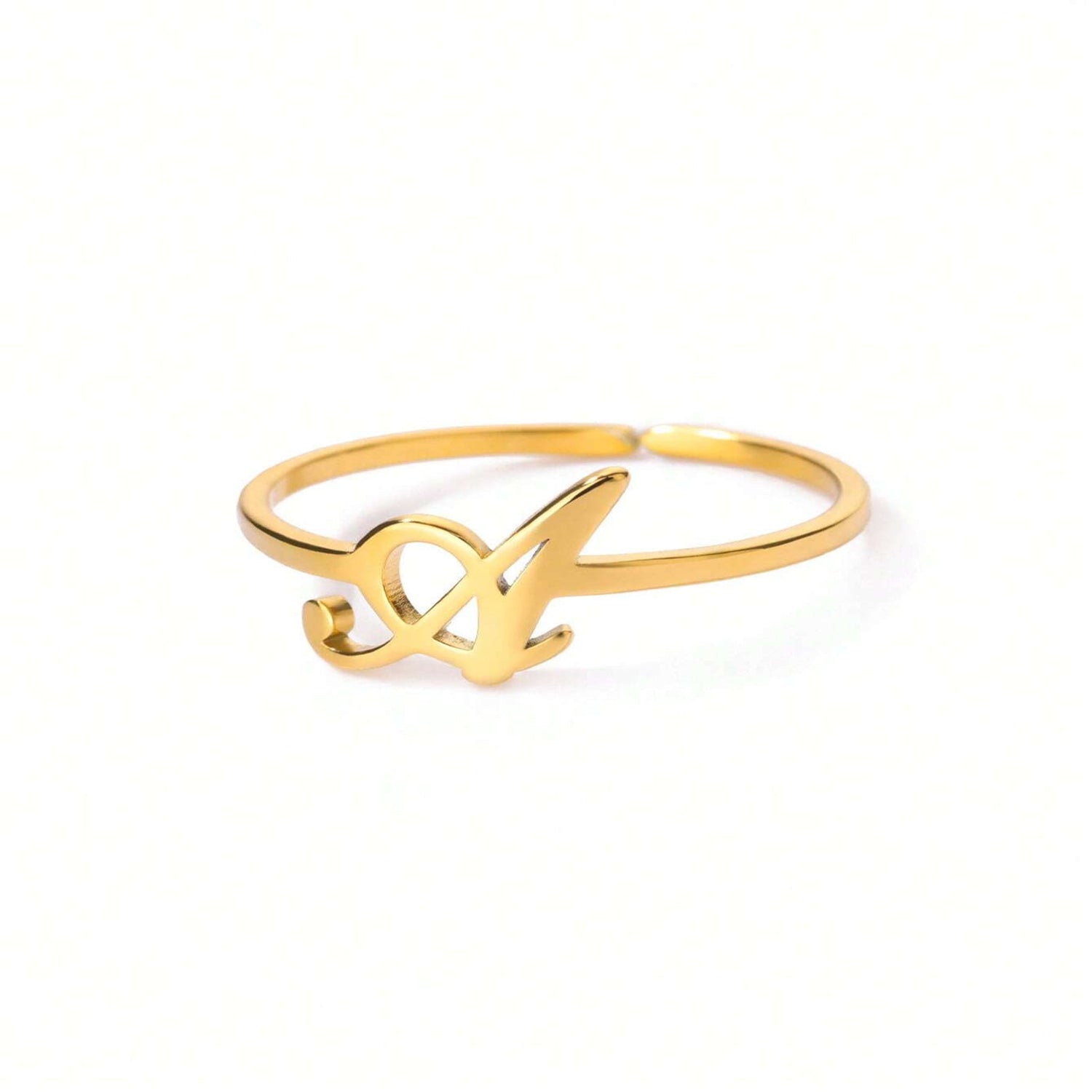 Personalized Initial Ring Gold - Pulse and Glow Jewelry