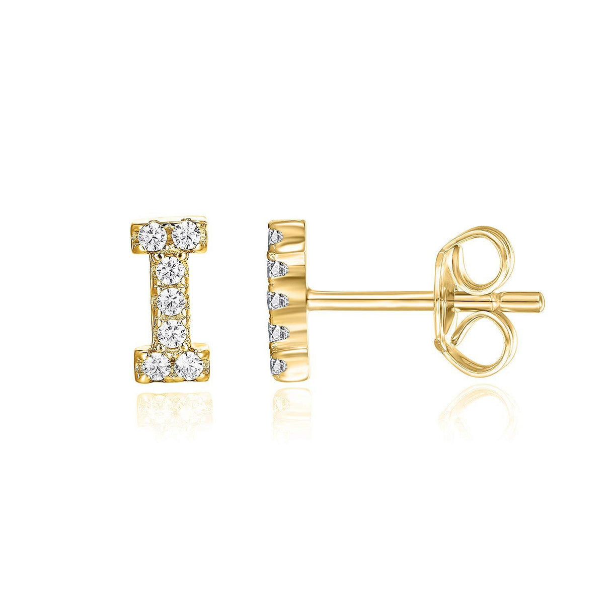 Crystal initial I stud earrings in gold - Pulse and Glow