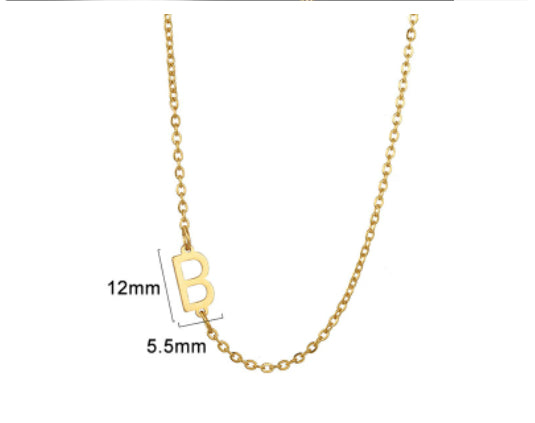 Gold initial B necklace on a fine chain - Pulse and Glow