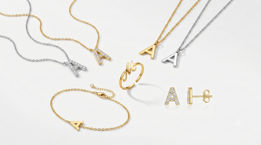 Complete Initial Set — Necklace, Bracelet, Ring & Earrings