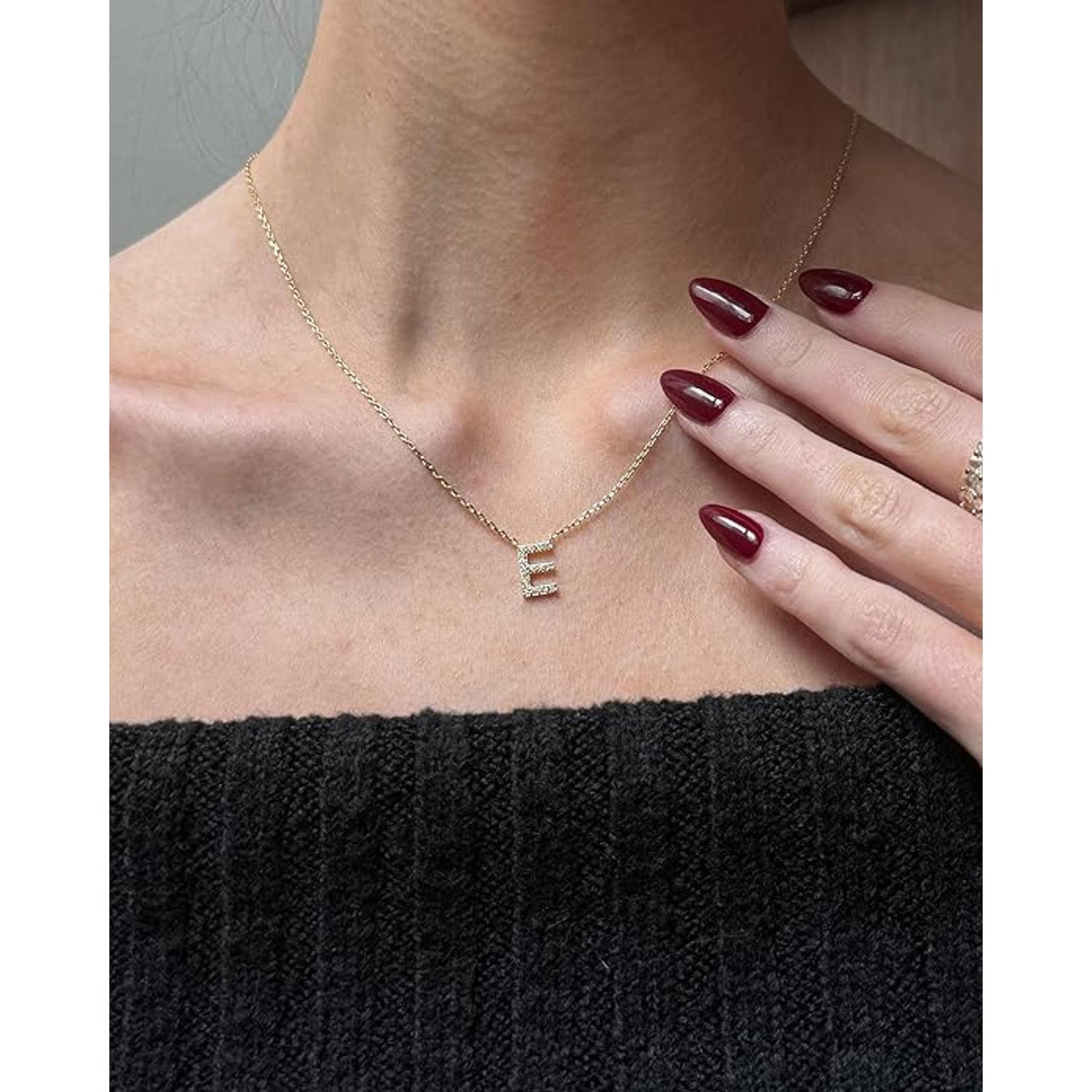 Crystal initial necklace in gold, detail - Pulse and Glow