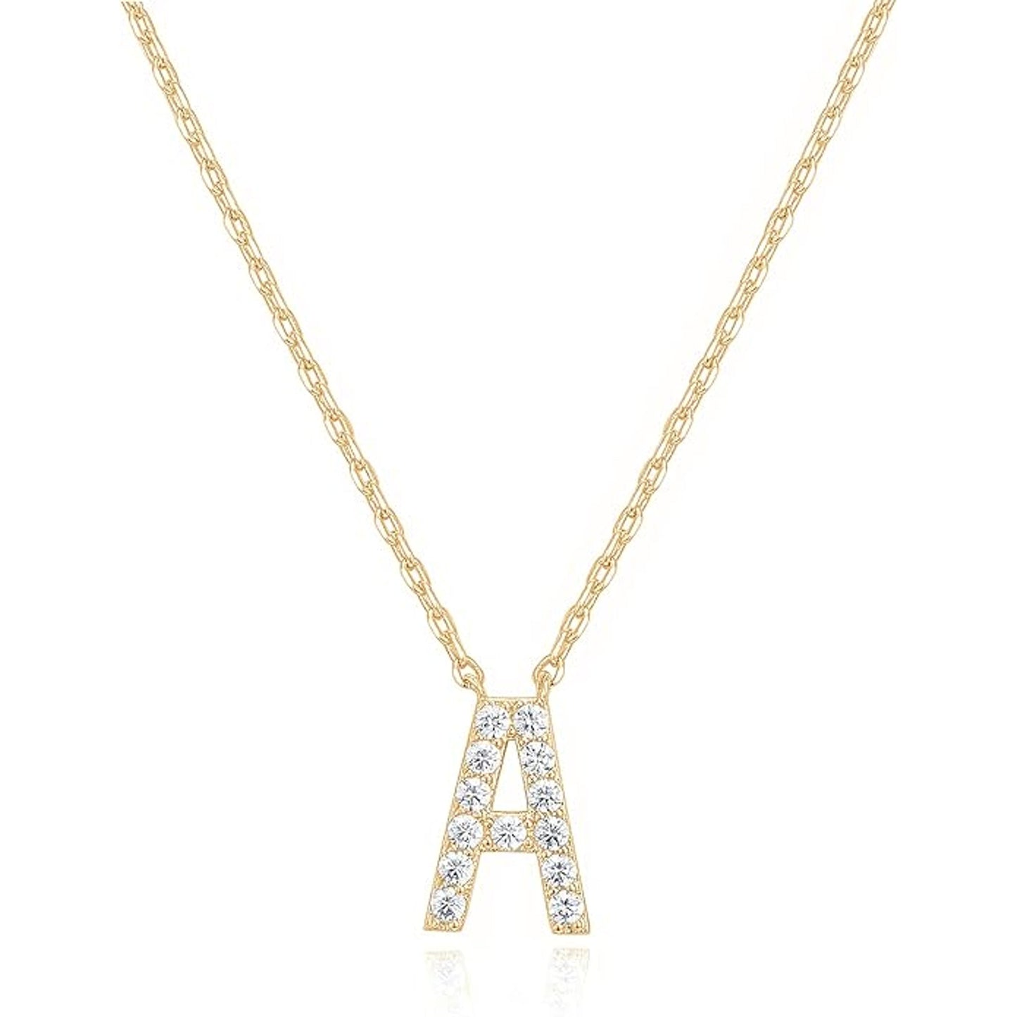 Crystal initial A necklace in gold - Pulse and Glow