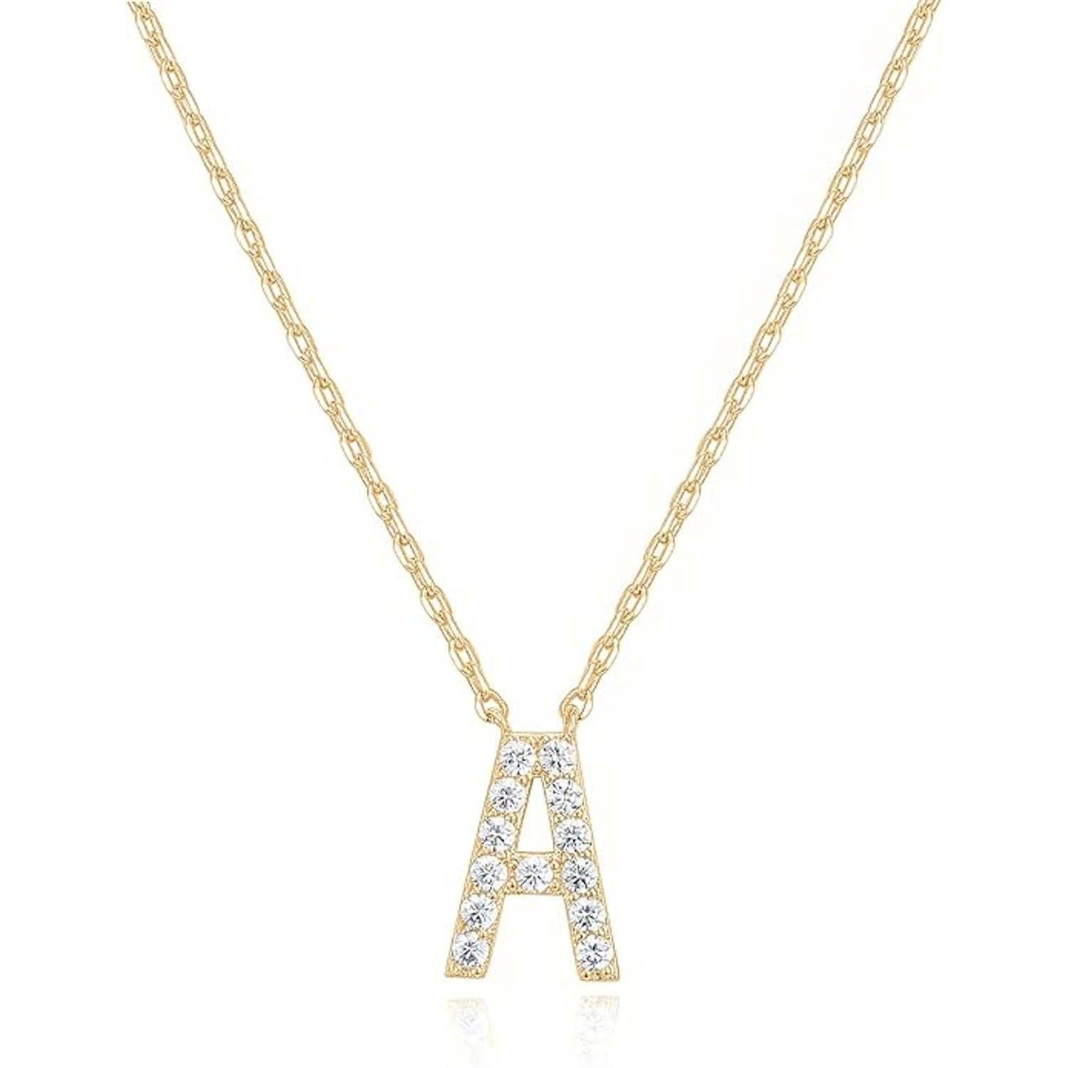 Crystal initial A necklace in gold - Pulse and Glow