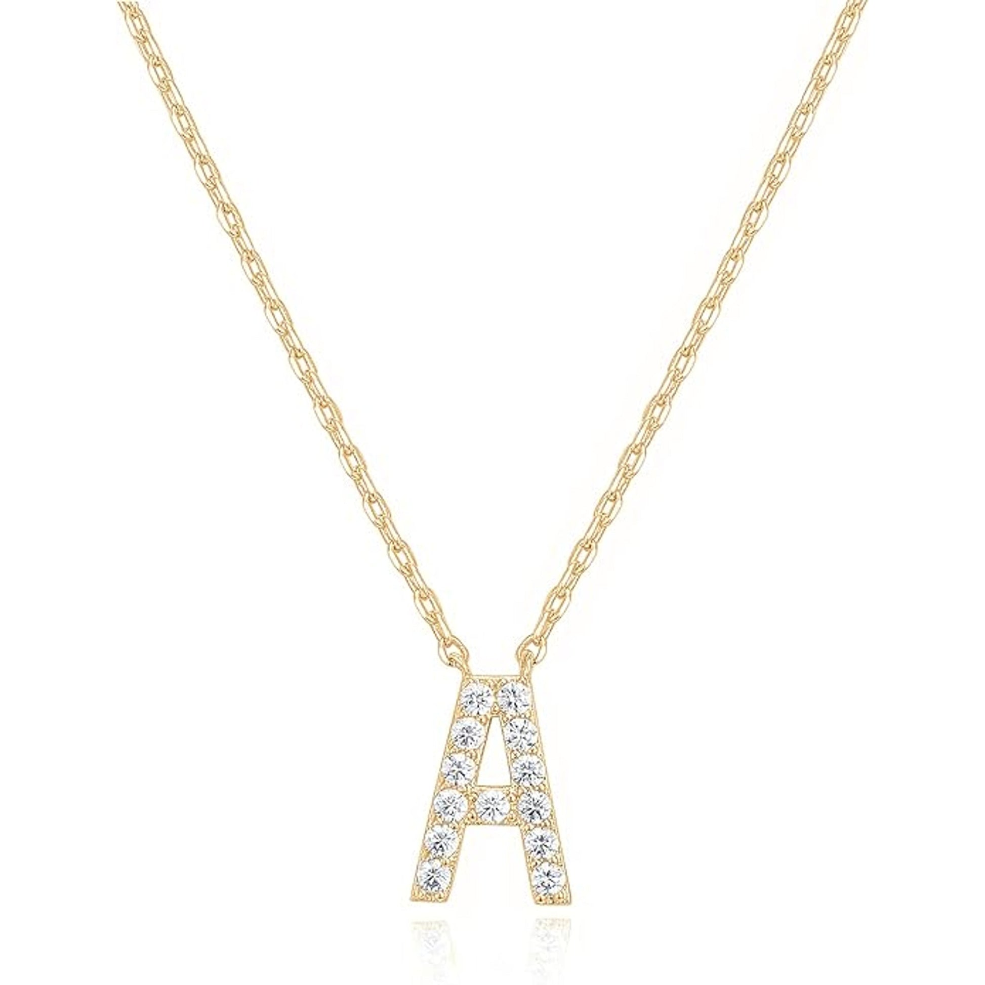 Crystal initial A necklace in gold - Pulse and Glow