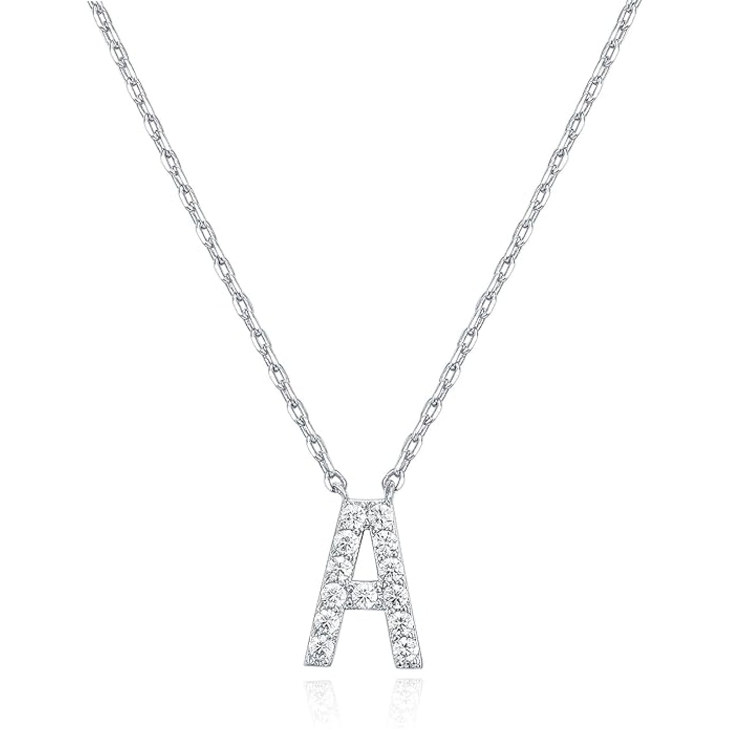 Crystal initial A necklace in silver - Pulse and Glow