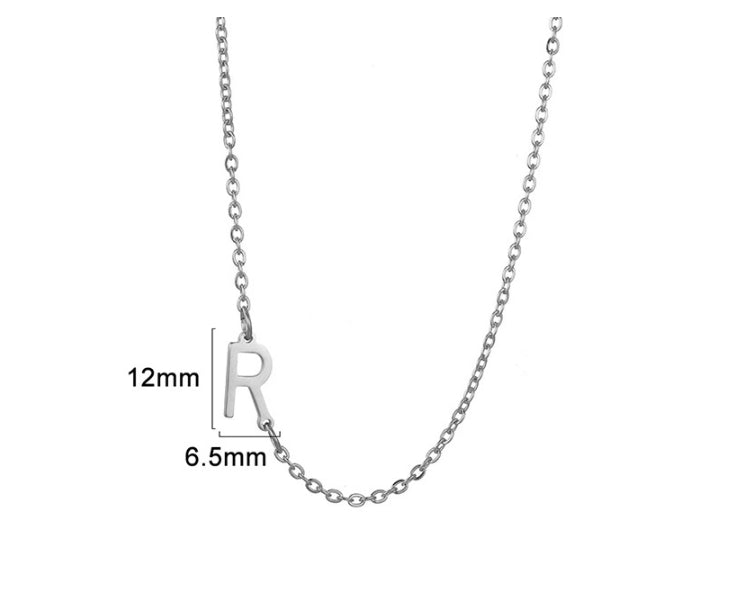 Silver initial R necklace - Pulse and Glow