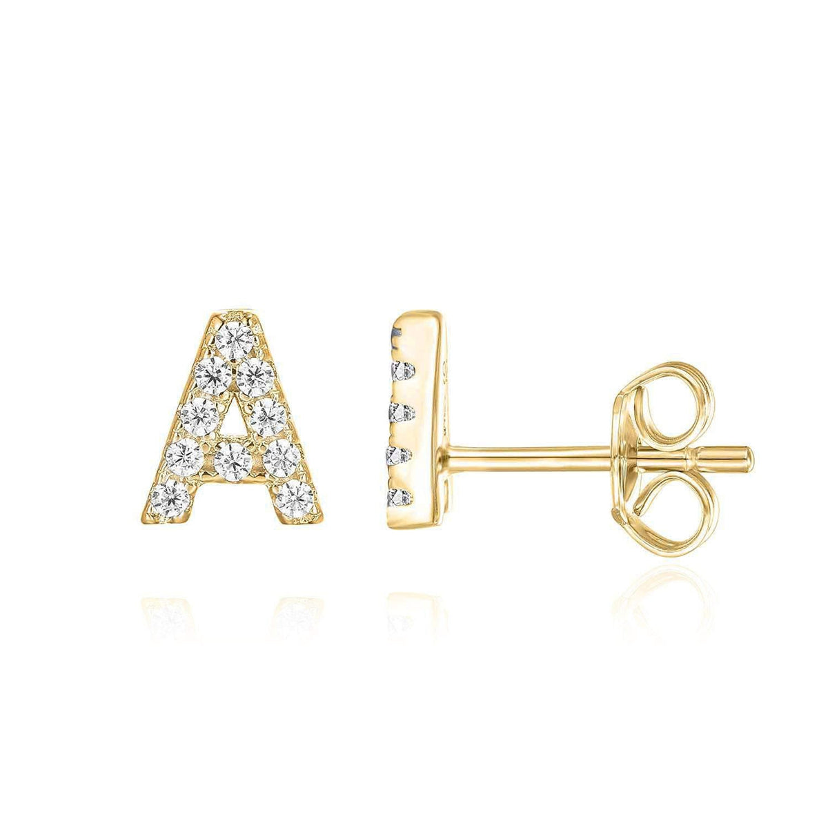 Crystal Initial Earrings in 14K gold plate - Pulse and Glow