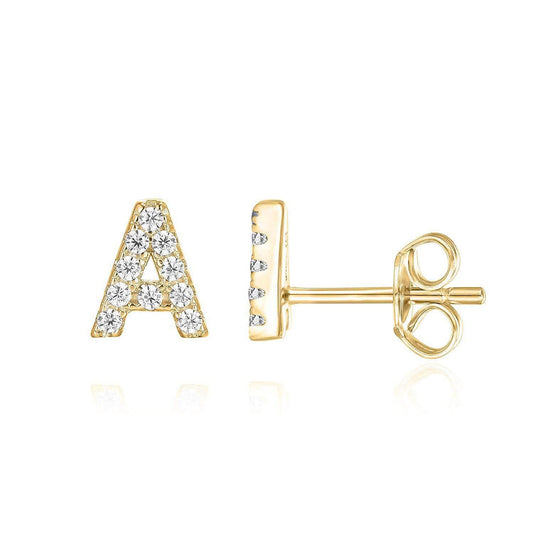 Crystal Initial Earrings in 14K gold plate - Pulse and Glow