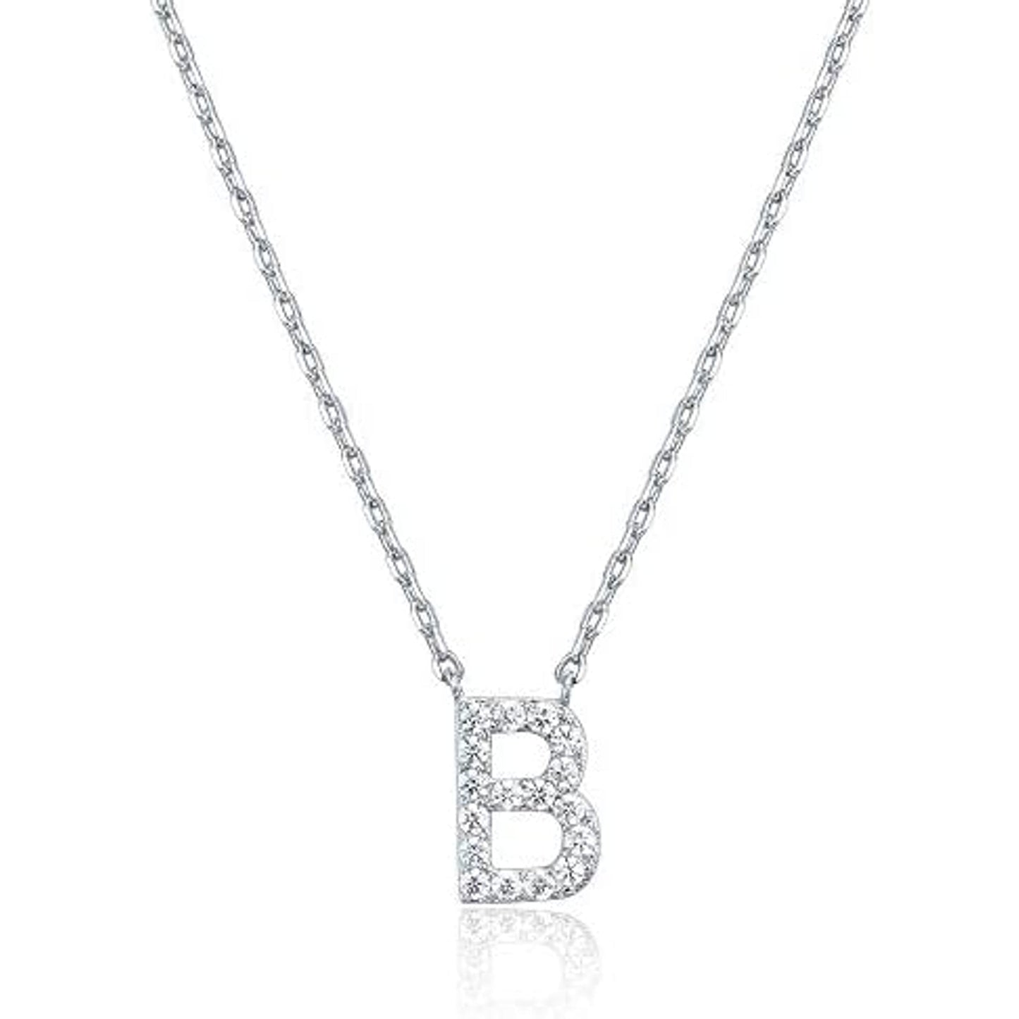 Crystal initial B necklace in silver - Pulse and Glow