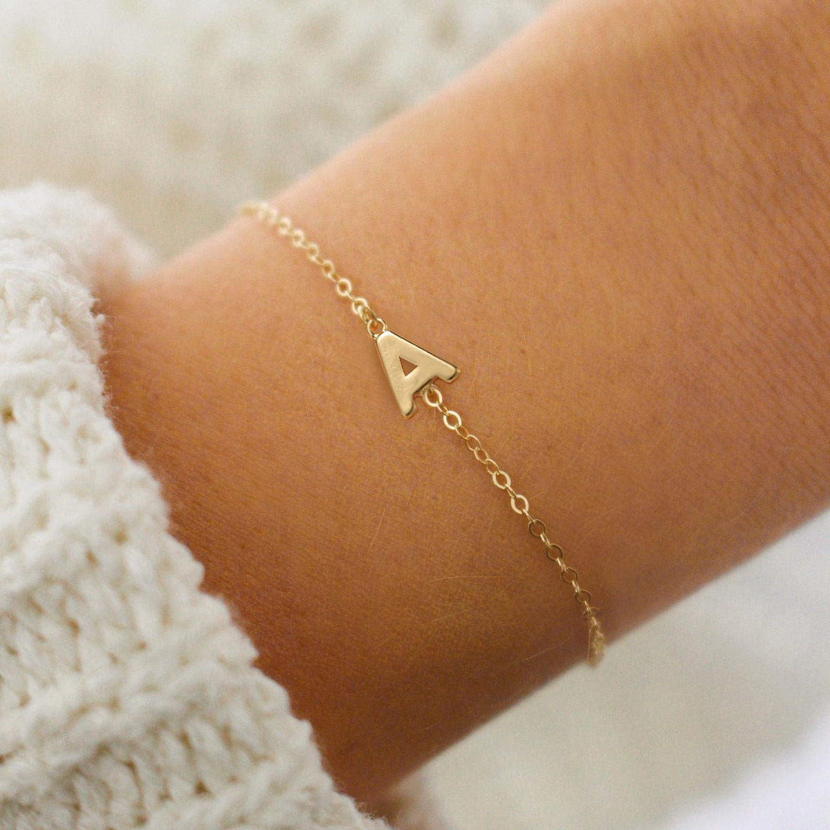 Personalized Initial Bracelet Detail - Pulse and Glow Jewelry