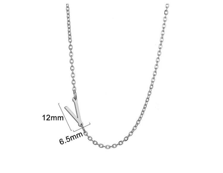 Silver initial V necklace - Pulse and Glow