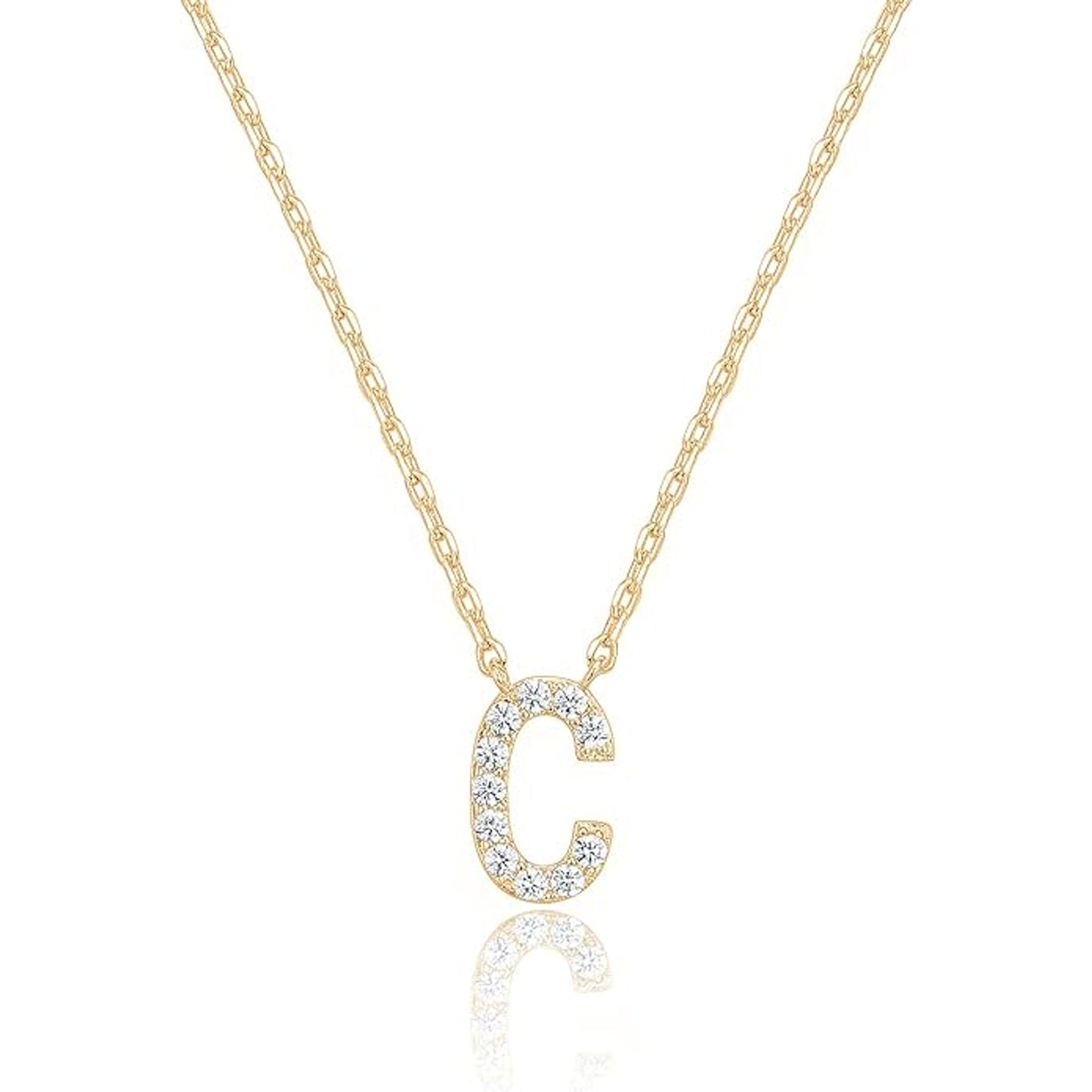 Crystal initial C necklace in gold - Pulse and Glow