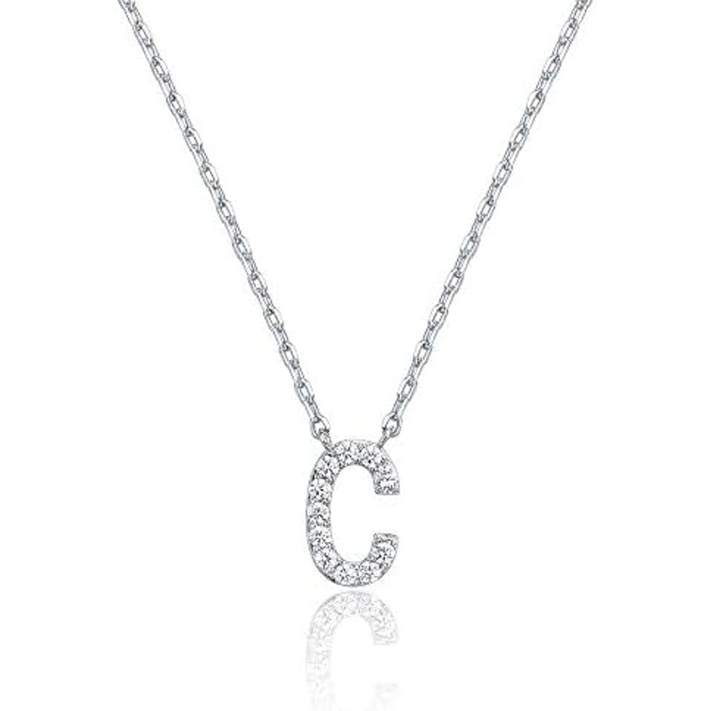 Crystal initial C necklace in silver - Pulse and Glow