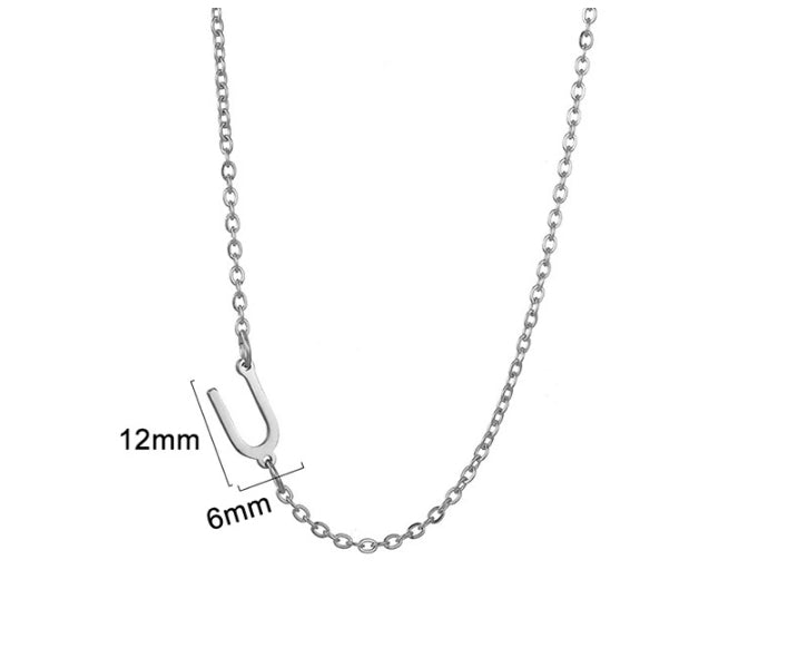 Silver initial U necklace - Pulse and Glow