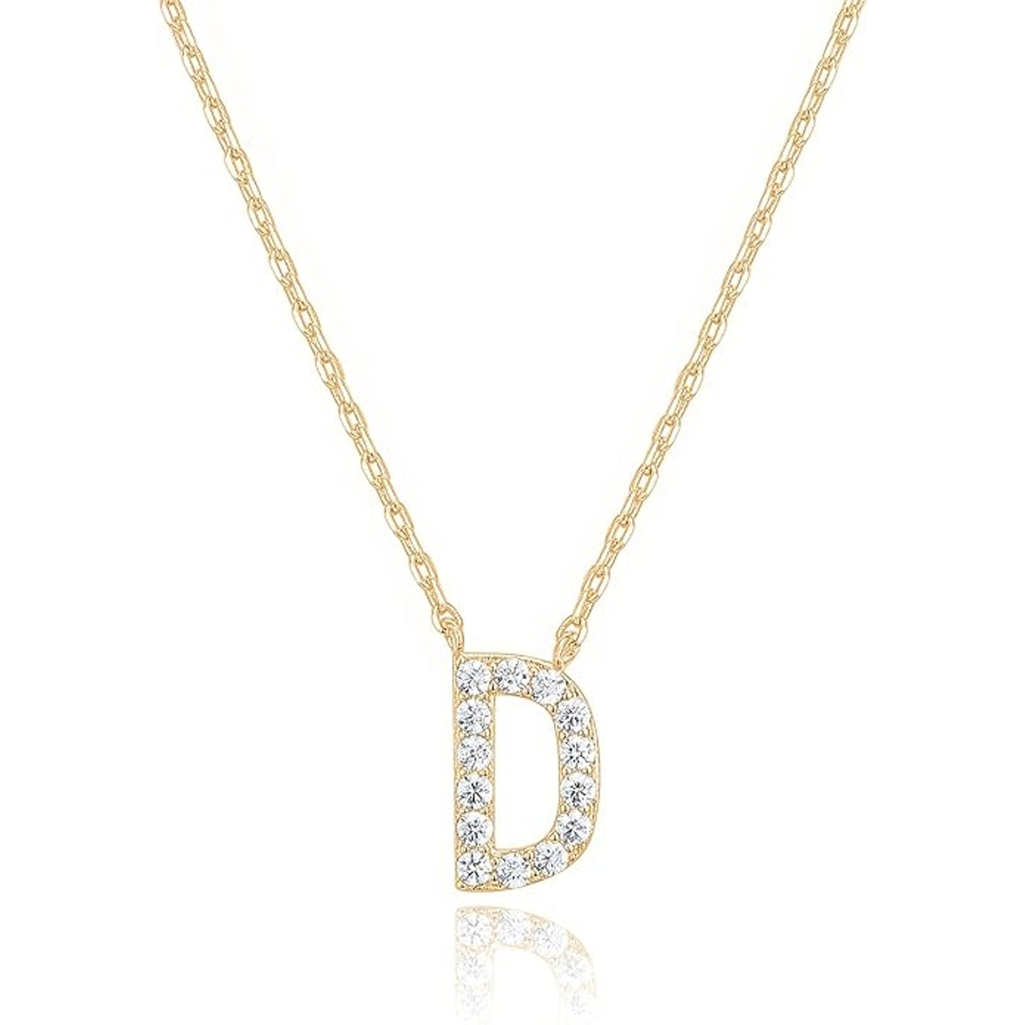 Crystal initial D necklace in gold - Pulse and Glow
