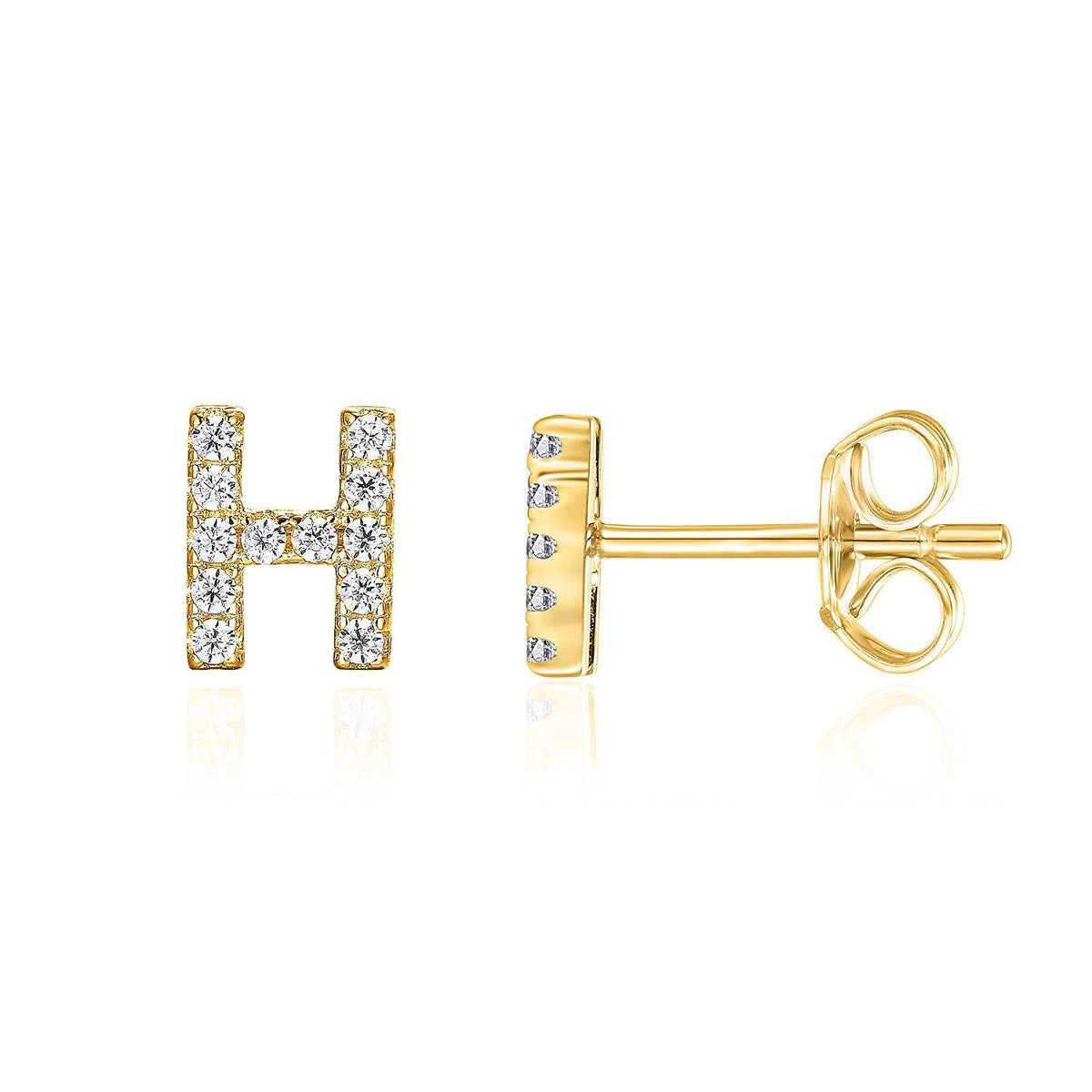 Crystal initial H stud earrings in gold - Pulse and Glow