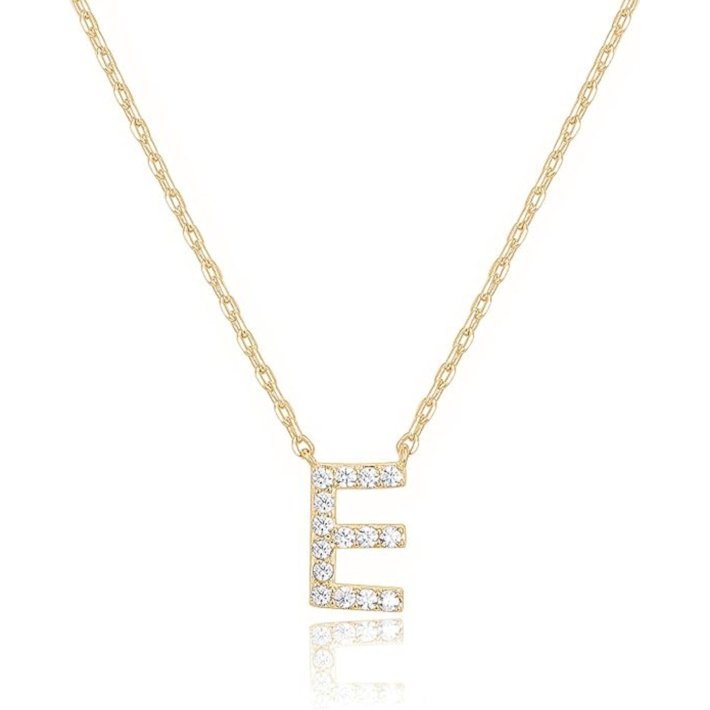 Crystal initial E necklace in gold - Pulse and Glow