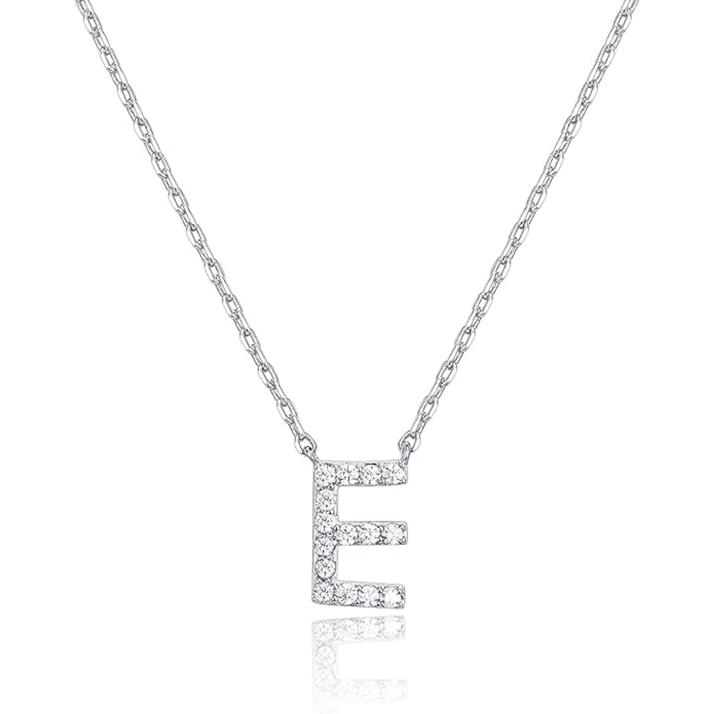 Crystal initial E necklace in silver - Pulse and Glow