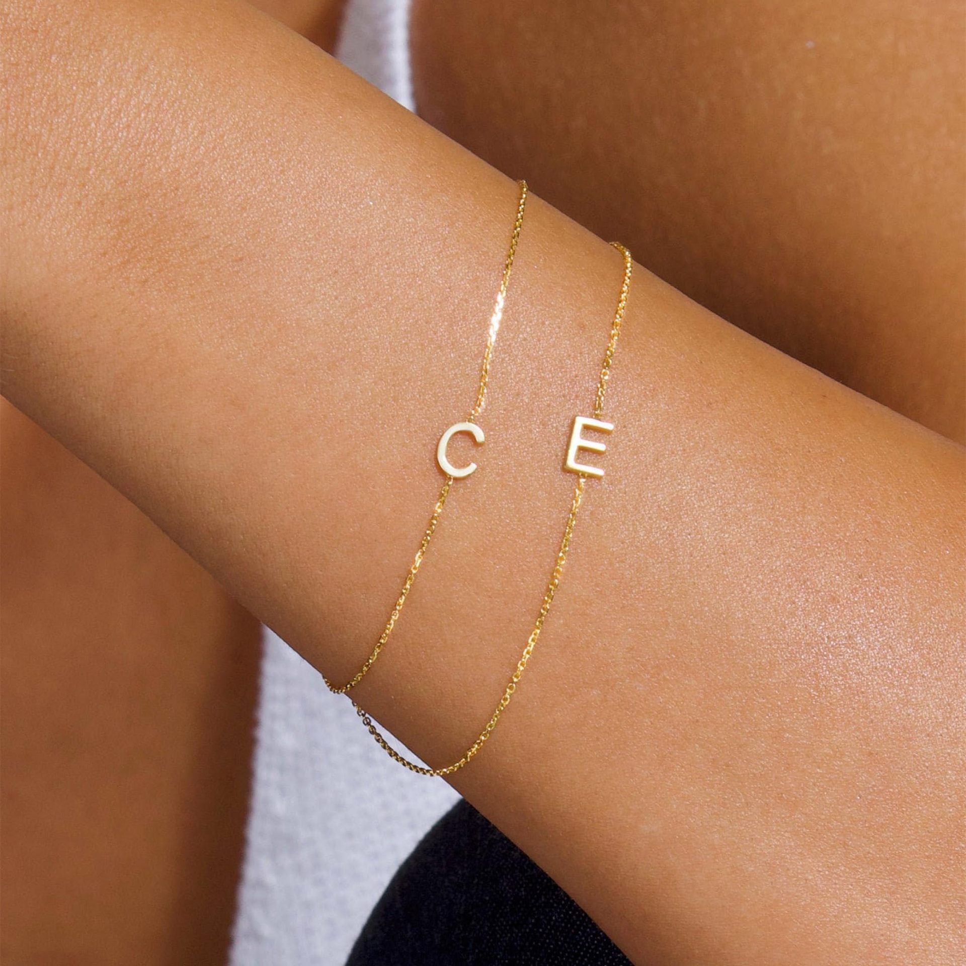Personalized Initial Bracelet Gold - Pulse and Glow Jewelry