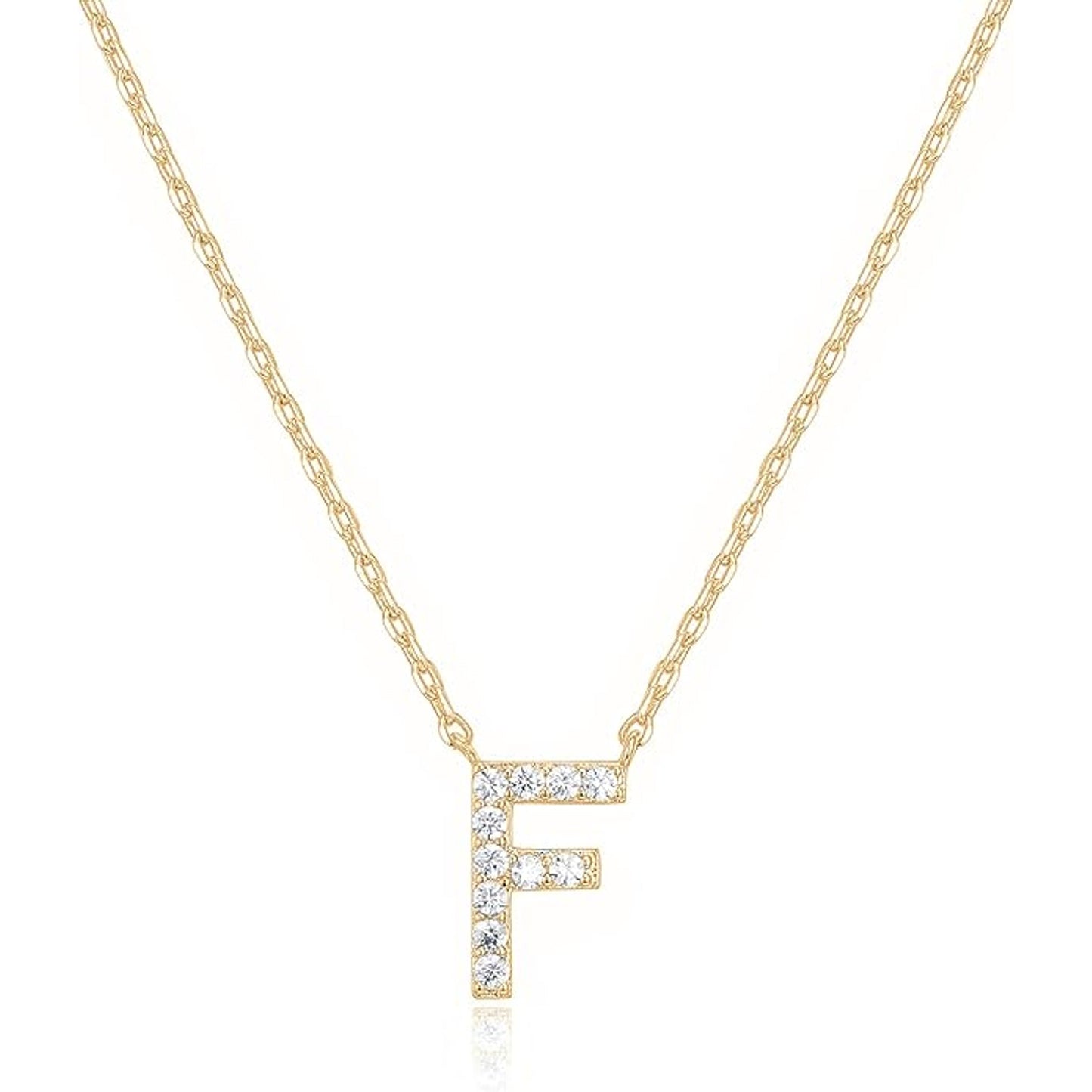 Crystal initial F necklace in gold - Pulse and Glow