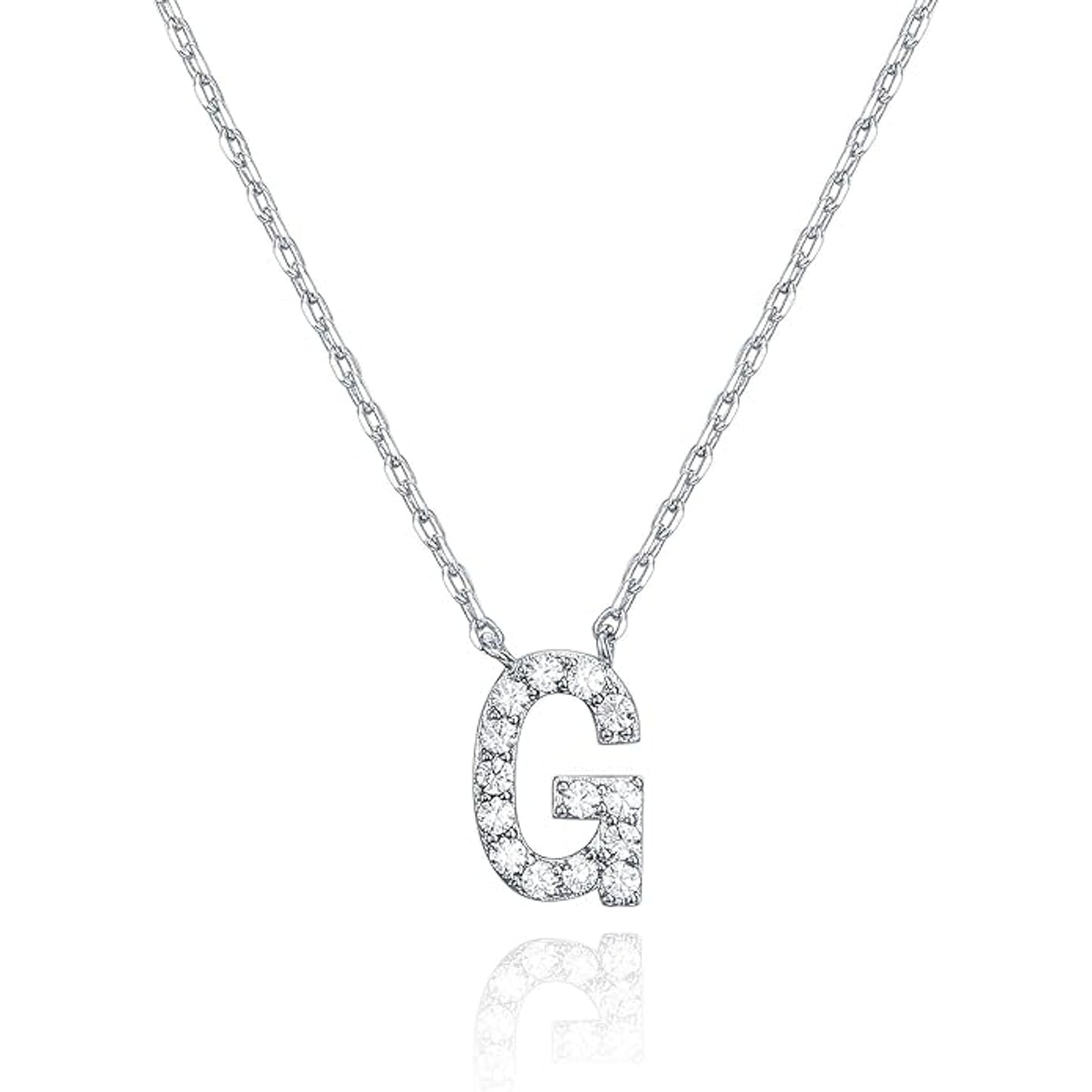 Crystal initial G necklace in silver - Pulse and Glow