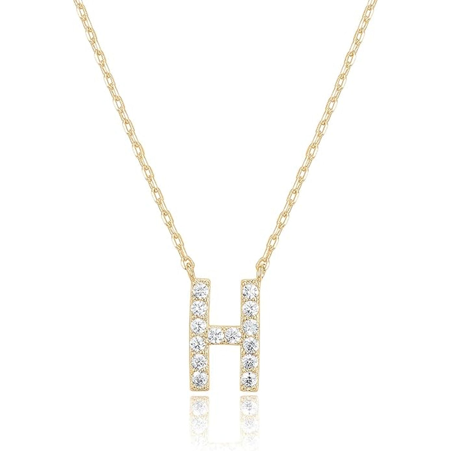 Crystal initial H necklace in gold - Pulse and Glow