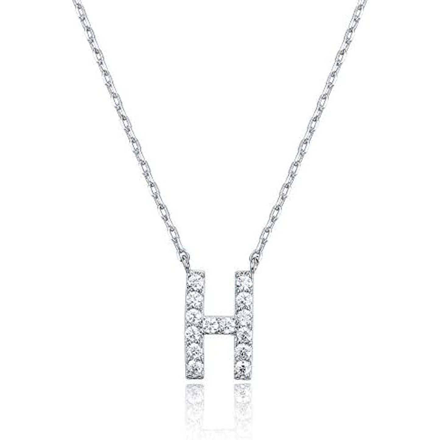 Crystal initial H necklace in silver - Pulse and Glow