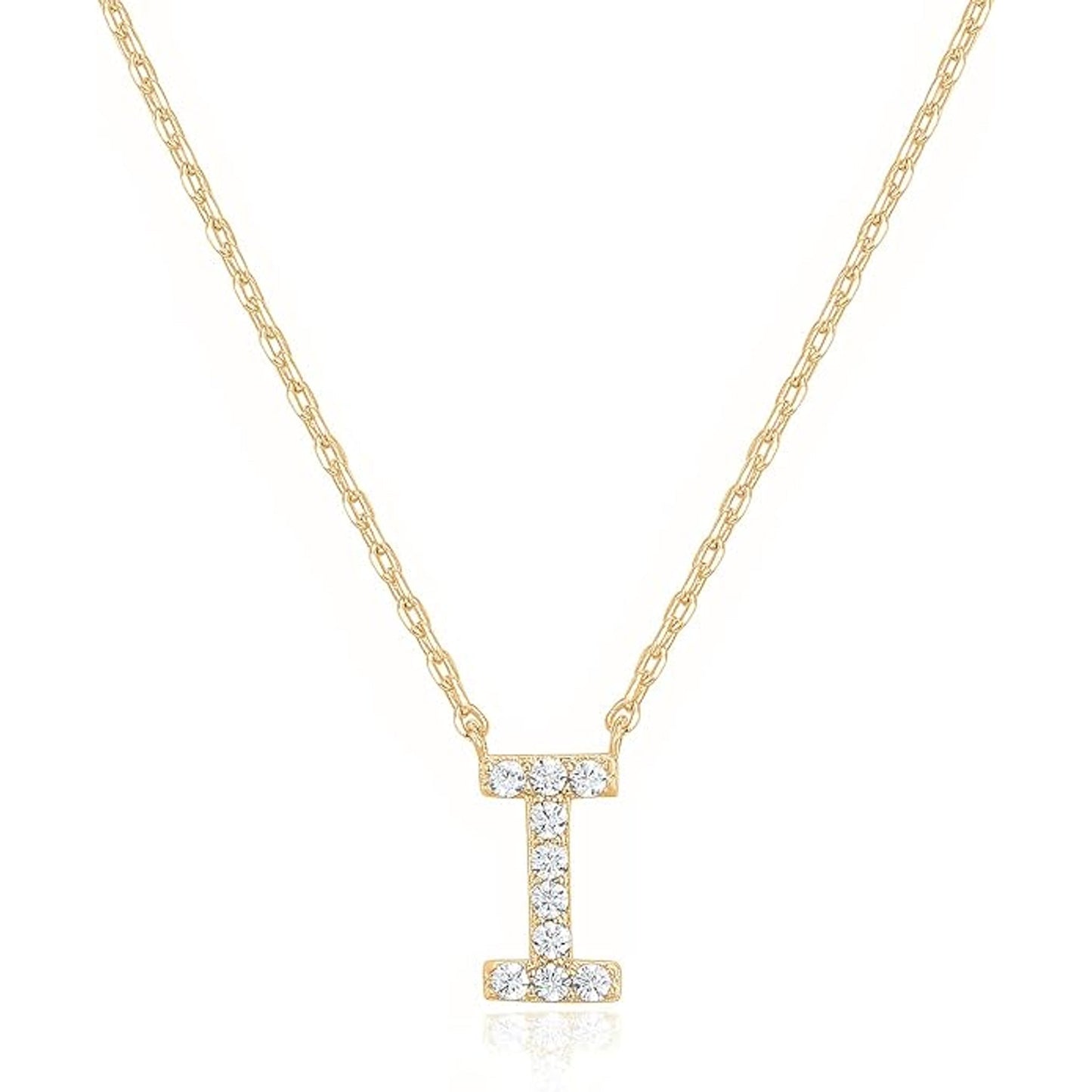 Crystal initial I necklace in gold - Pulse and Glow