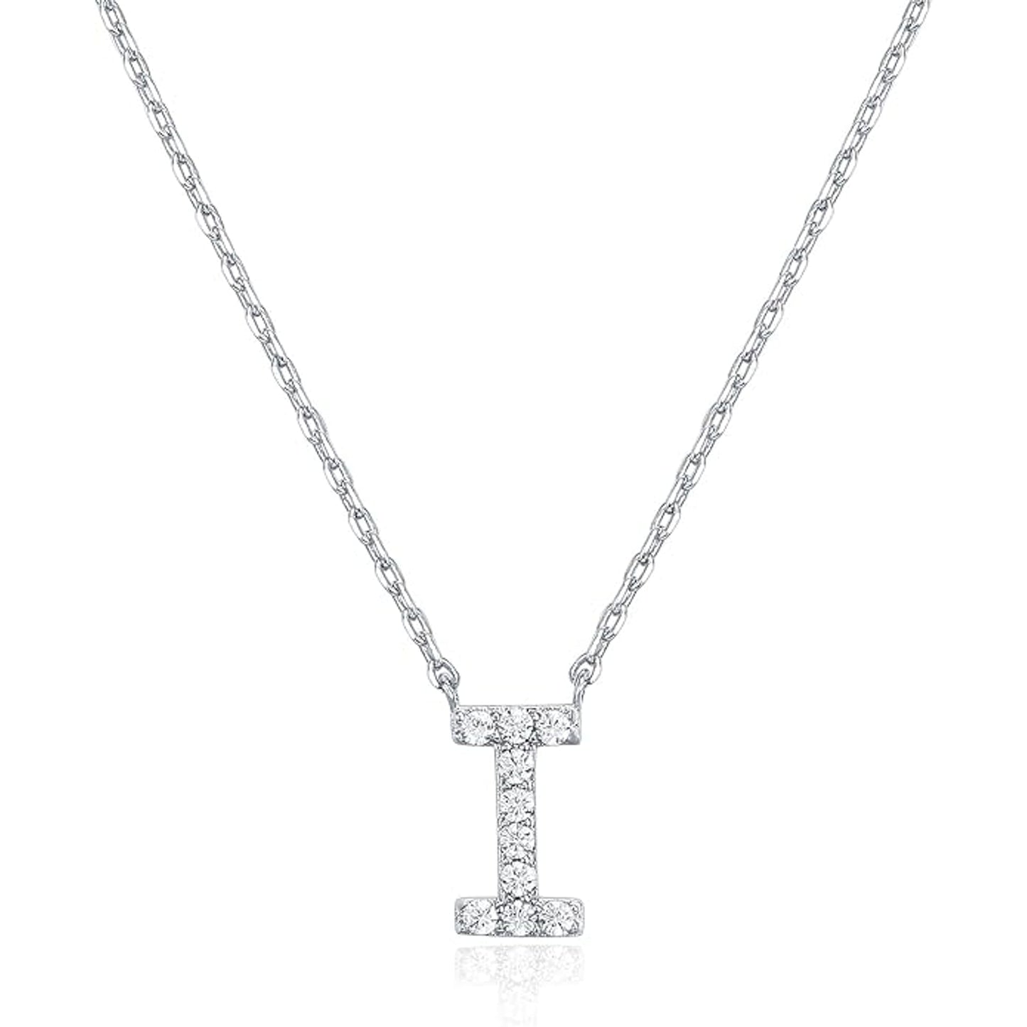 Crystal initial I necklace in silver - Pulse and Glow