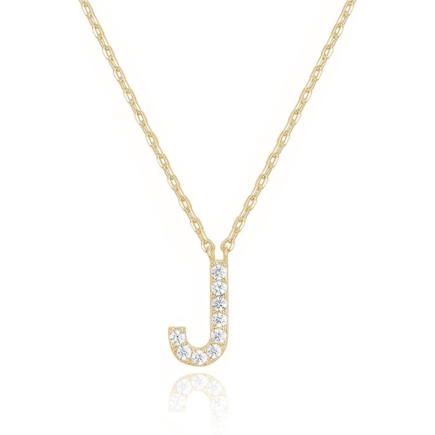 Crystal initial J necklace in gold - Pulse and Glow
