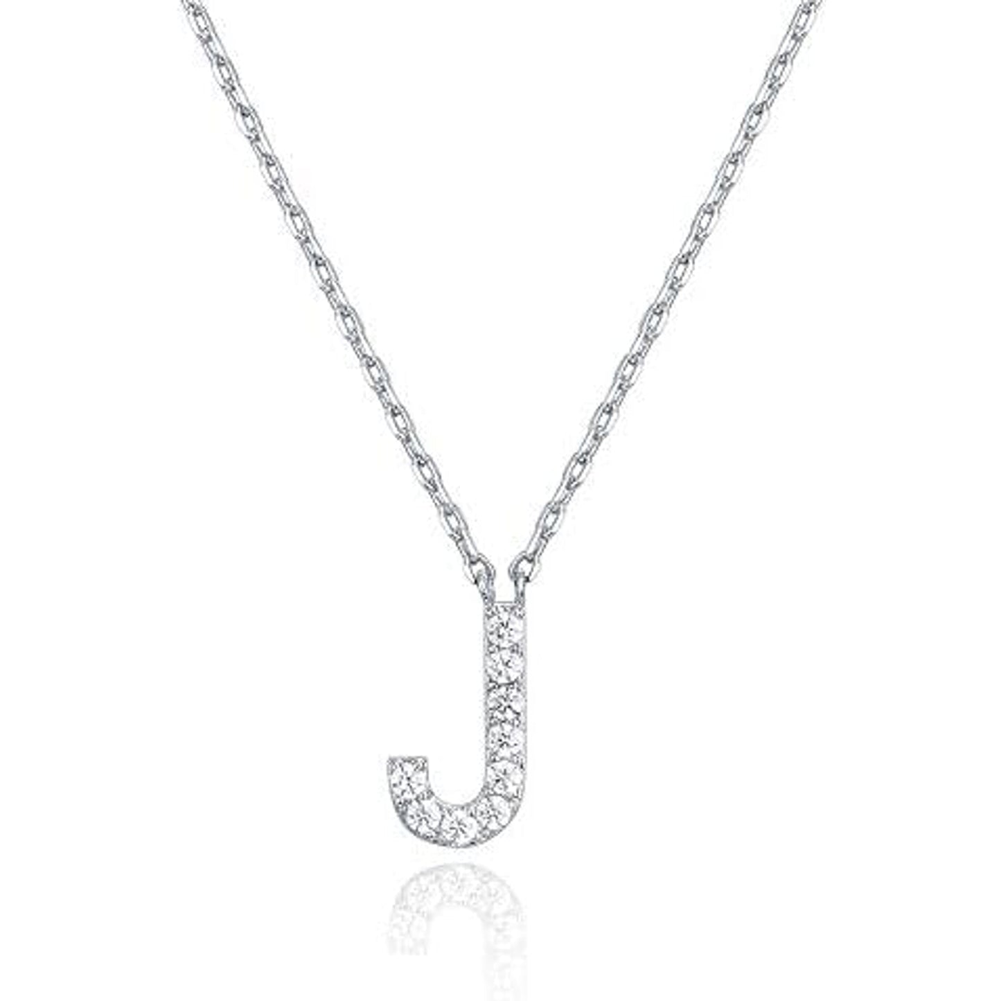 Crystal initial J necklace in silver - Pulse and Glow
