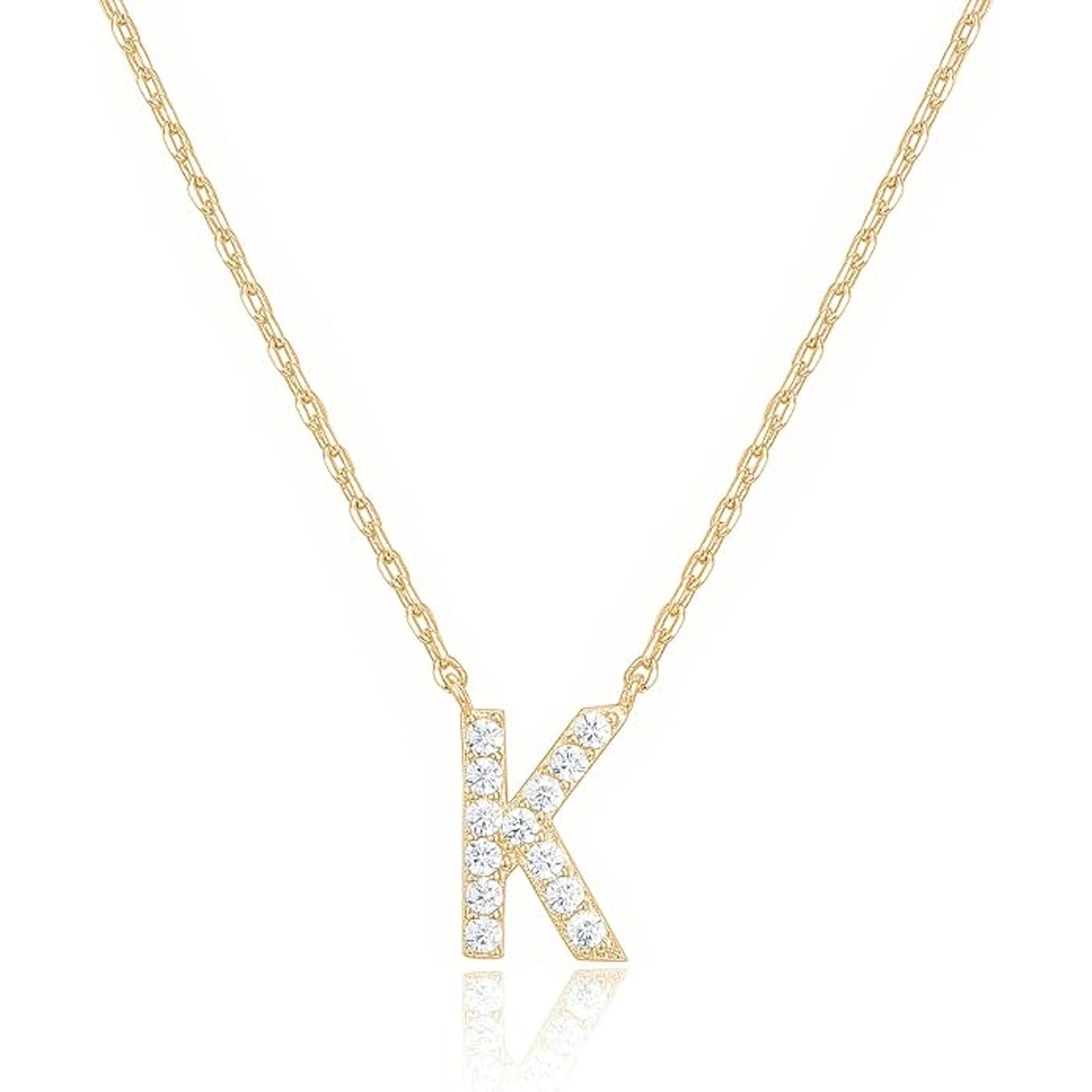Crystal initial K necklace in gold - Pulse and Glow