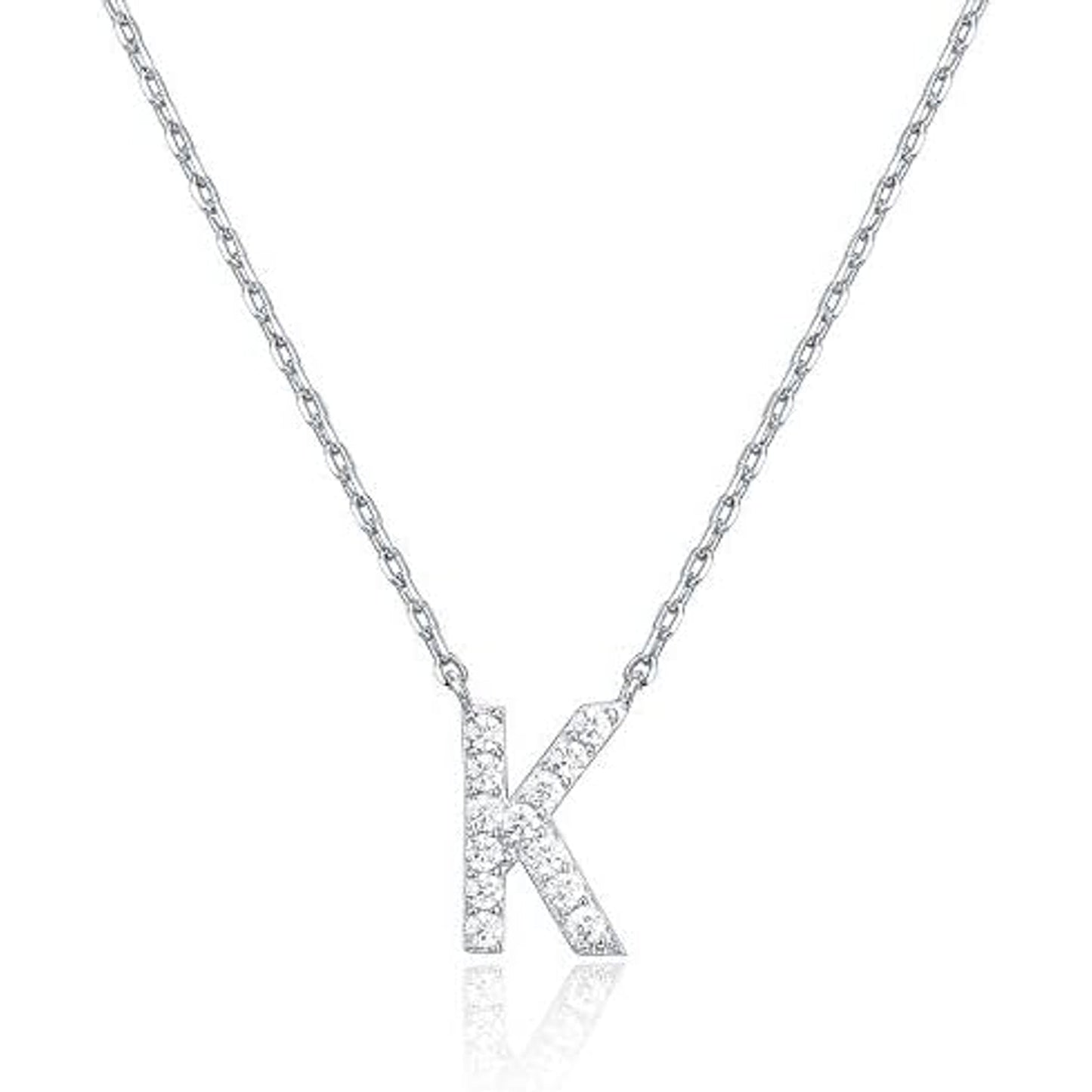 Crystal initial K necklace in silver - Pulse and Glow