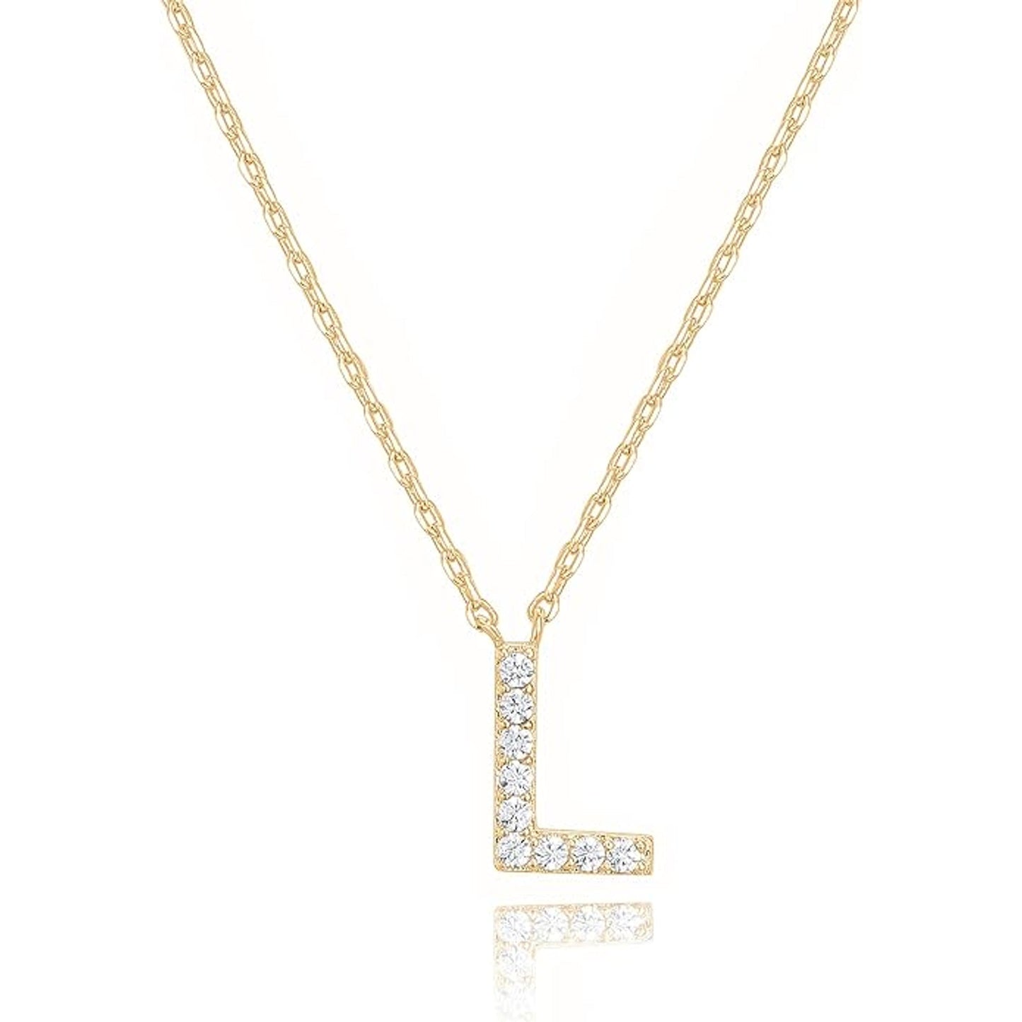 Crystal initial L necklace in gold - Pulse and Glow