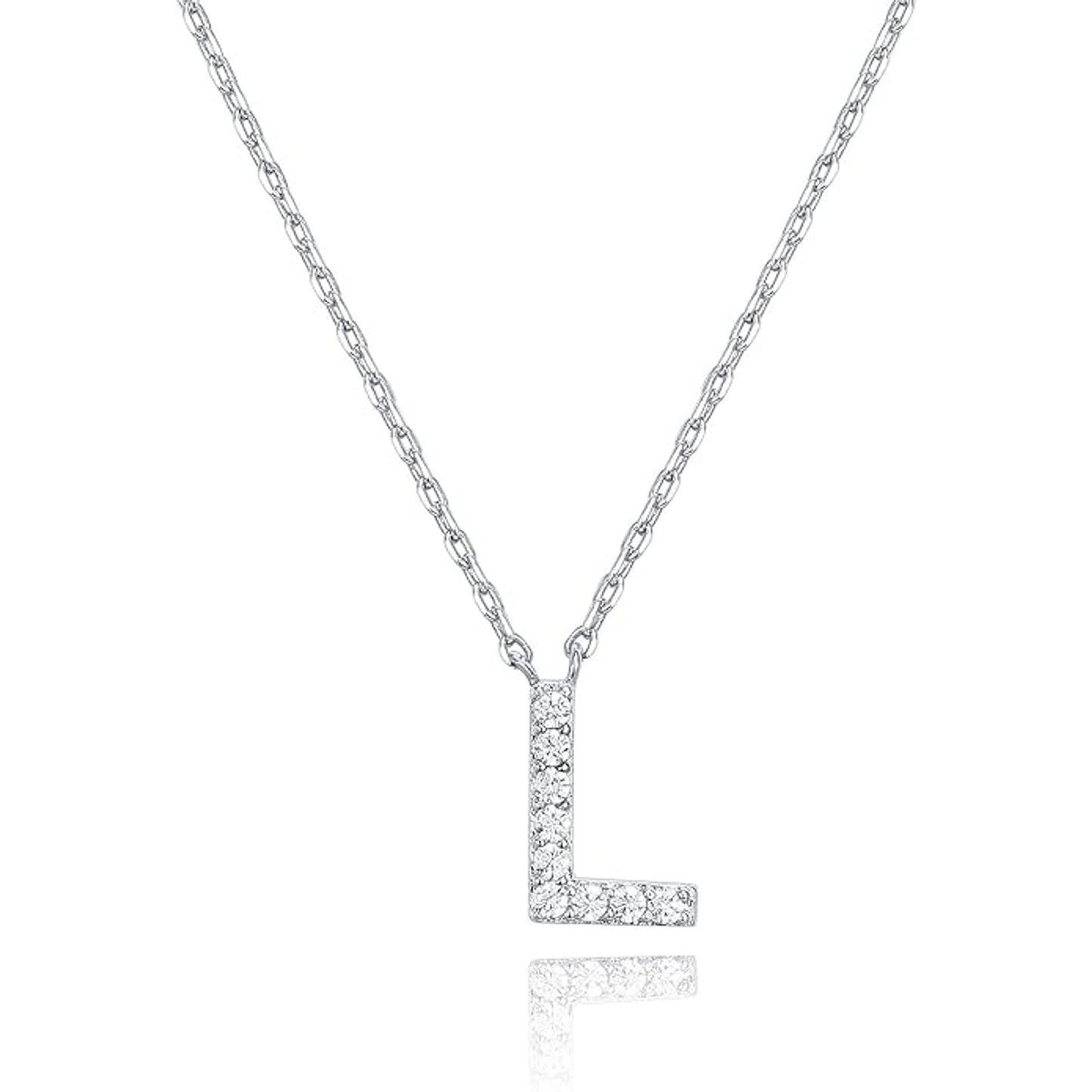 Crystal initial L necklace in silver - Pulse and Glow