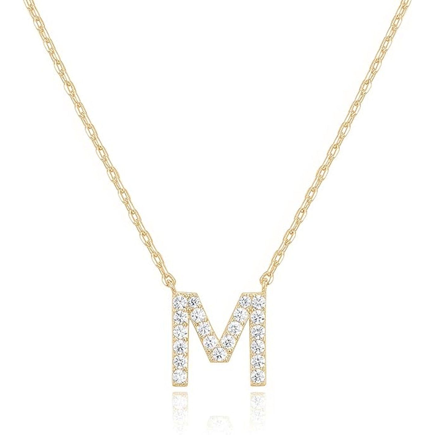 Crystal initial M necklace in gold - Pulse and Glow