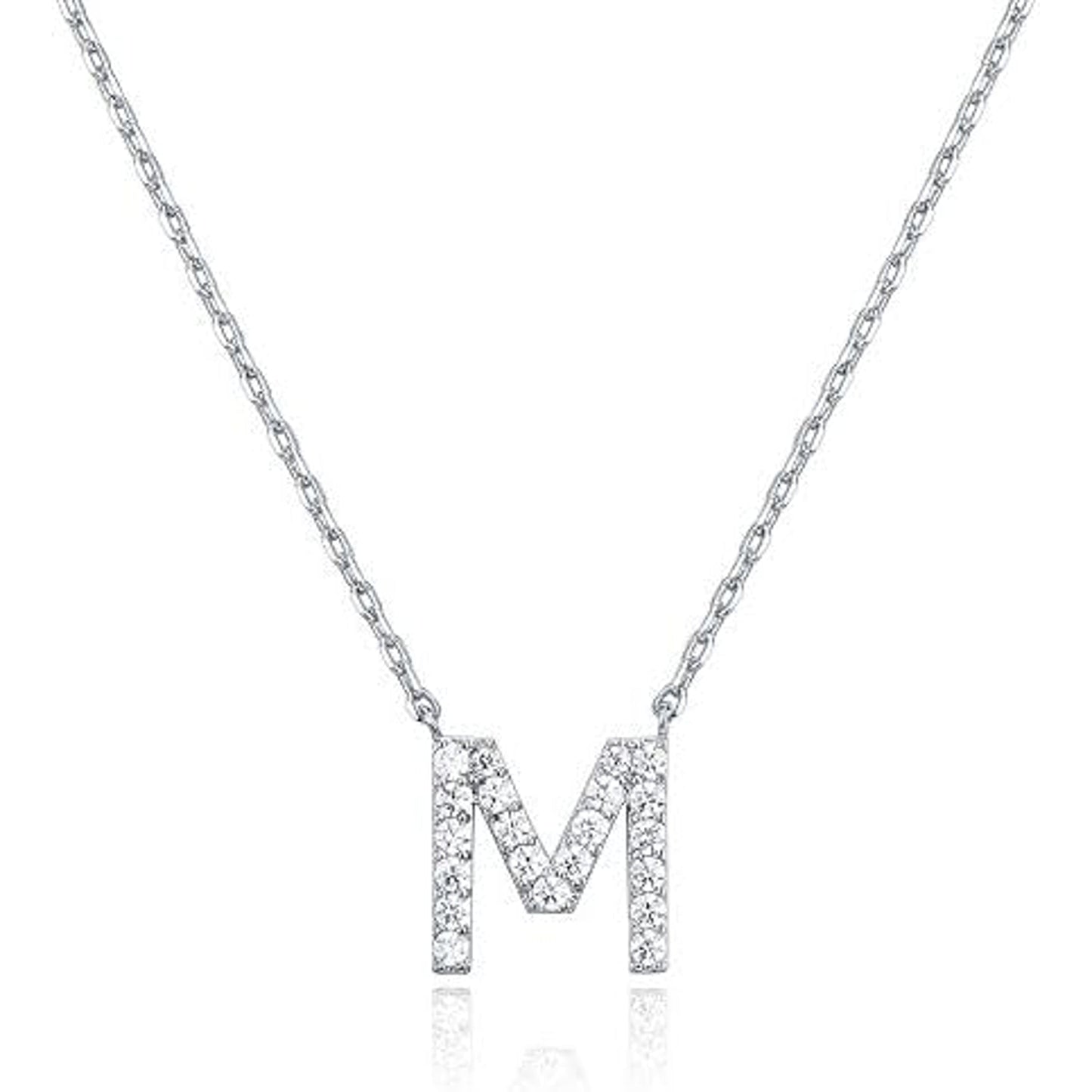 Crystal initial M necklace in silver - Pulse and Glow