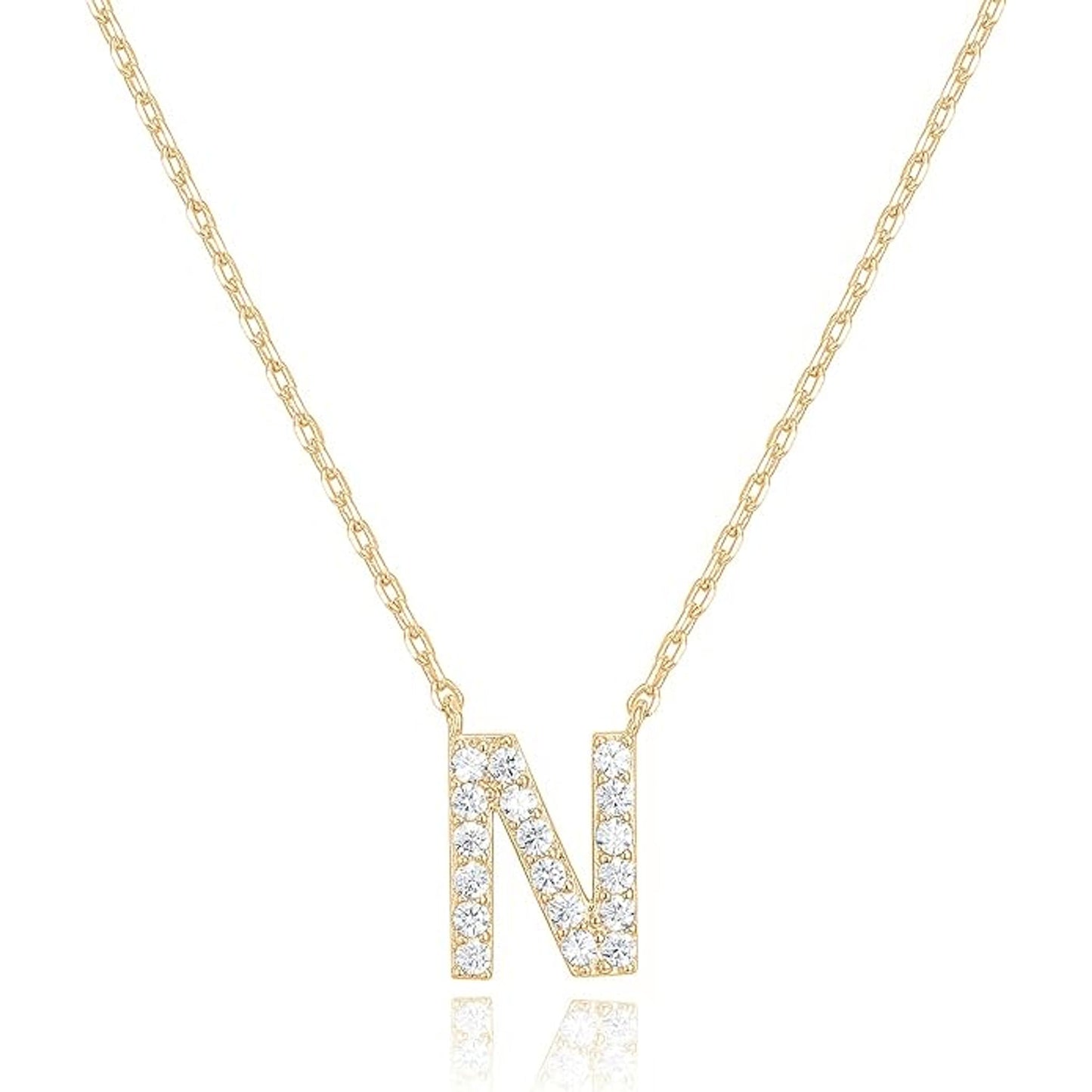 Crystal initial N necklace in gold - Pulse and Glow