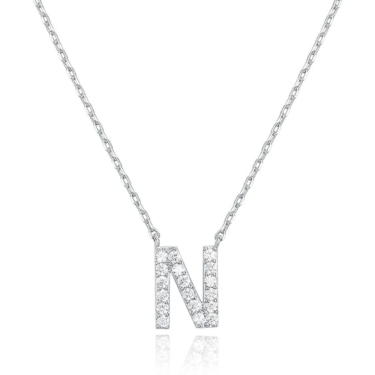 Crystal initial N necklace in silver - Pulse and Glow