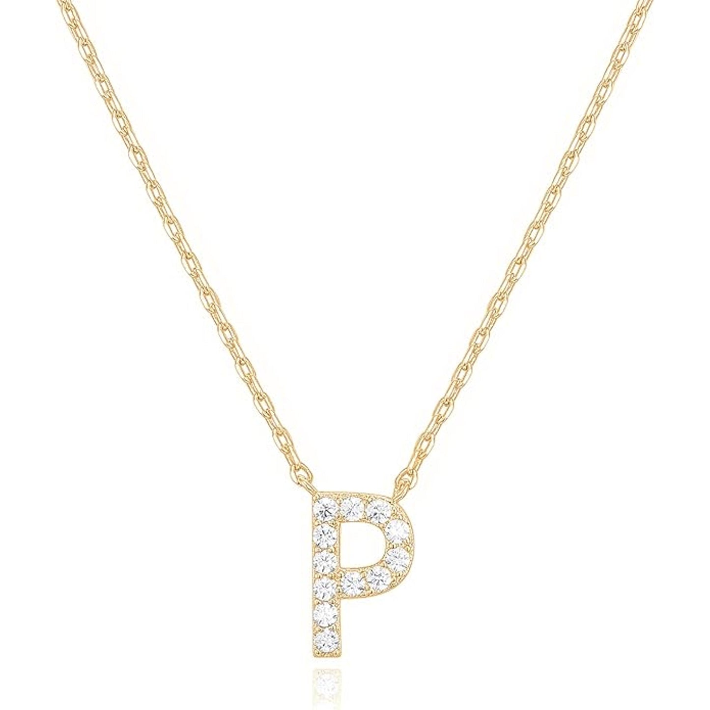 Crystal initial P necklace in gold - Pulse and Glow