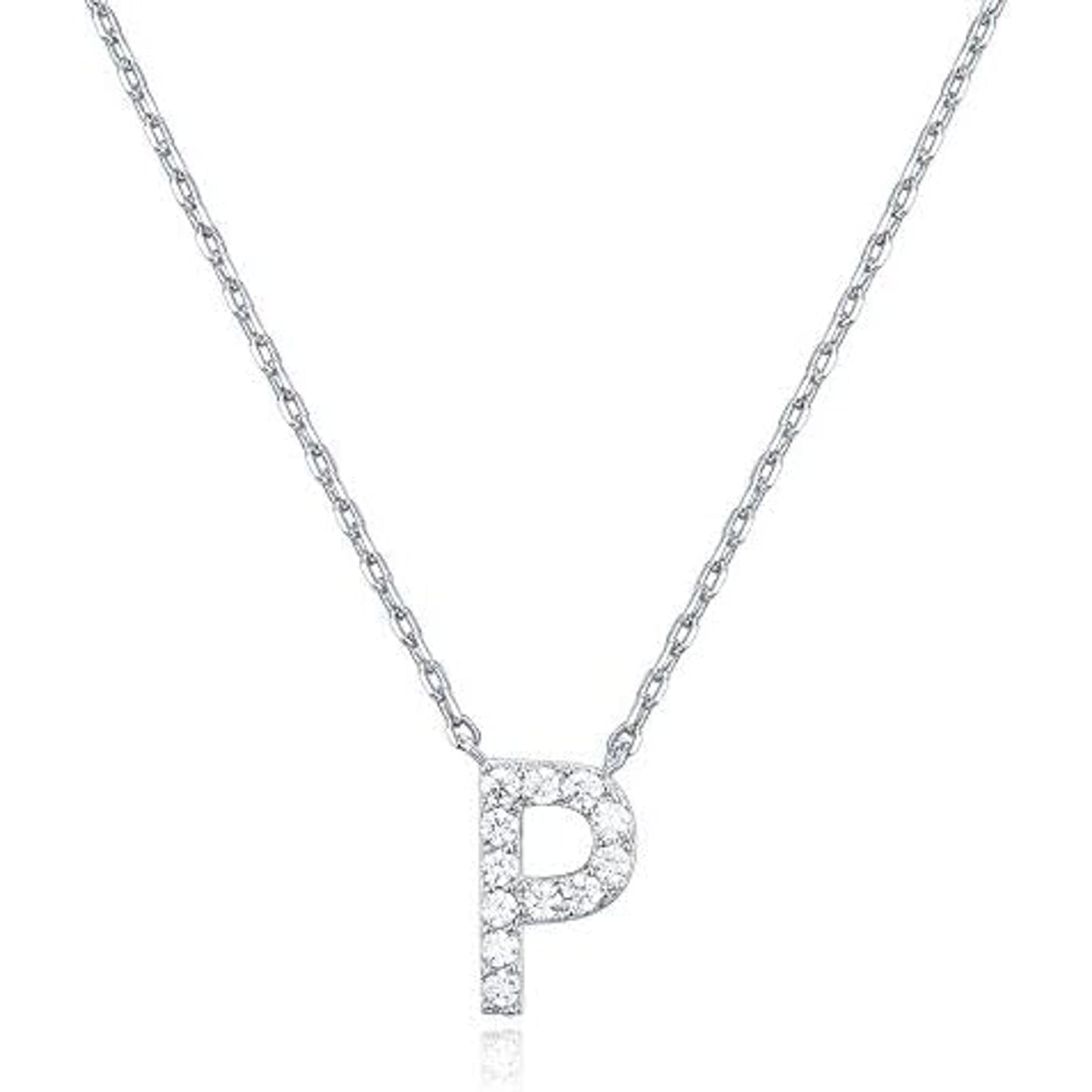Crystal initial P necklace in silver - Pulse and Glow
