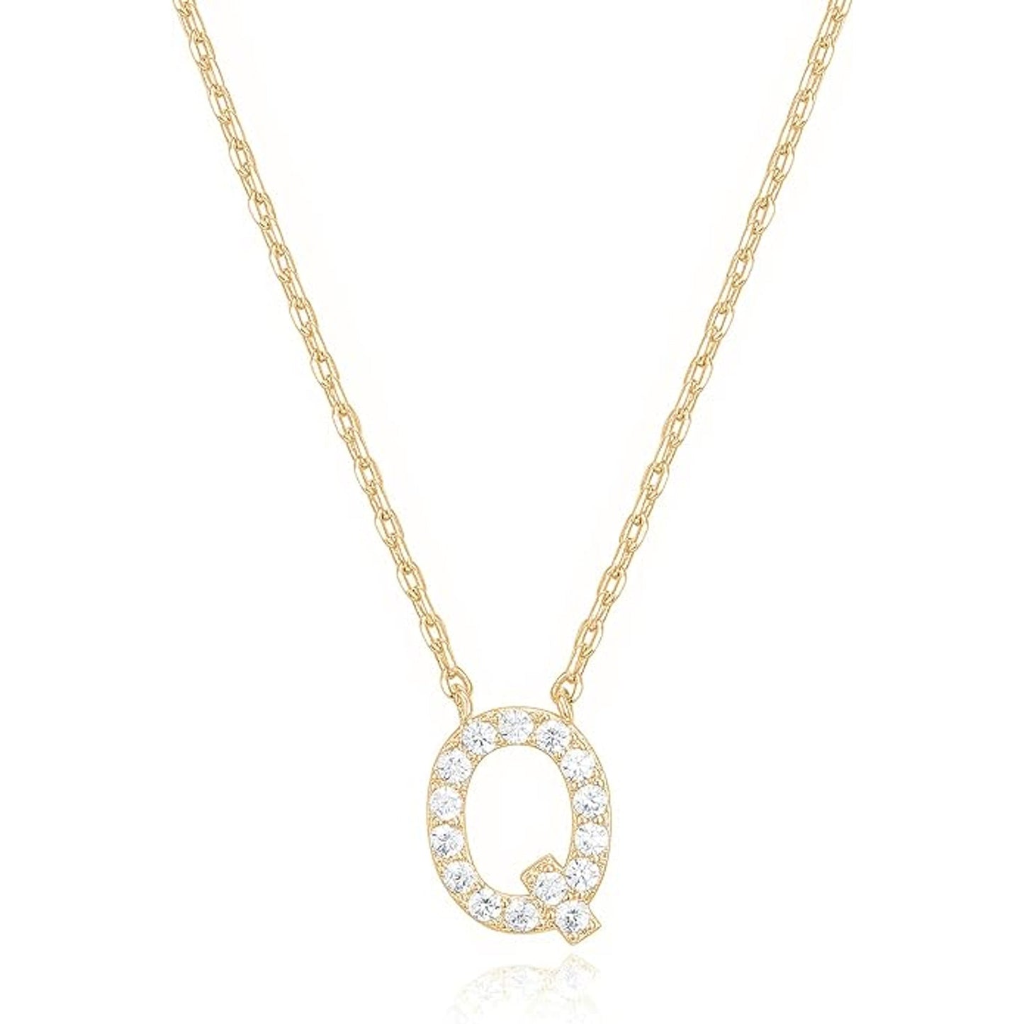 Crystal initial Q necklace in gold - Pulse and Glow